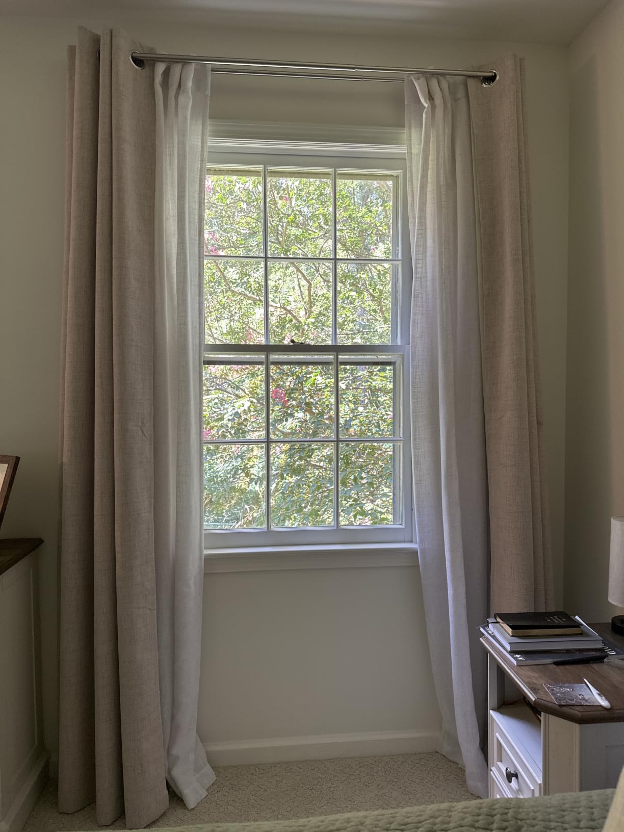 MIULEE 100% Blackout Linen Curtains for Bedroom 52x84 Inches Natural Beige | Room Darkening, Light Blocking, Thermal Insulated, Grommet Top, Linen Textured, Window Curtains for Living Room, 2 Panels customer photo 1