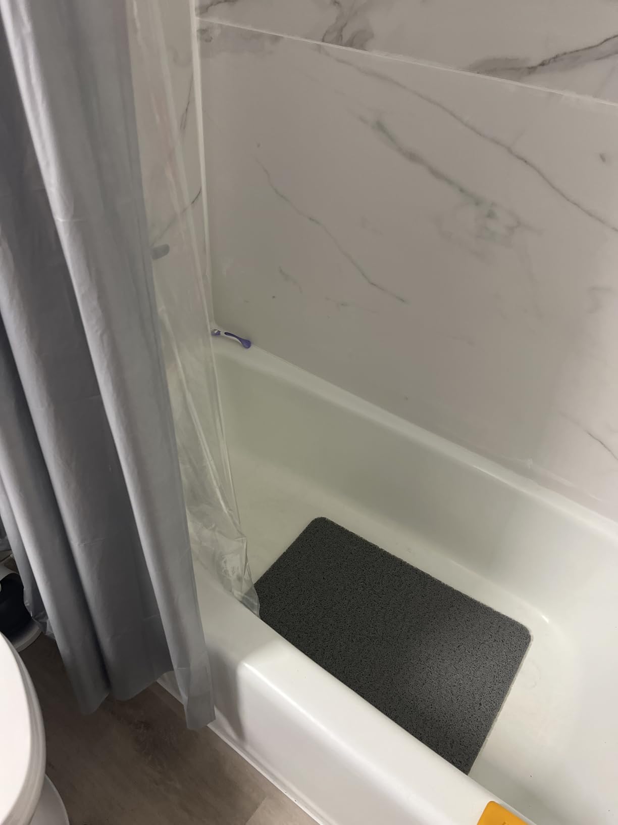 LuxStep Shower Mat Bathtub Mat,24x16 inch, Non-Slip Bath Mat with Drain, Quick Drying PVC Loofah Bathmat for Tub,Shower,Bathroom (Phthalate Free,Grey) customer photo 1