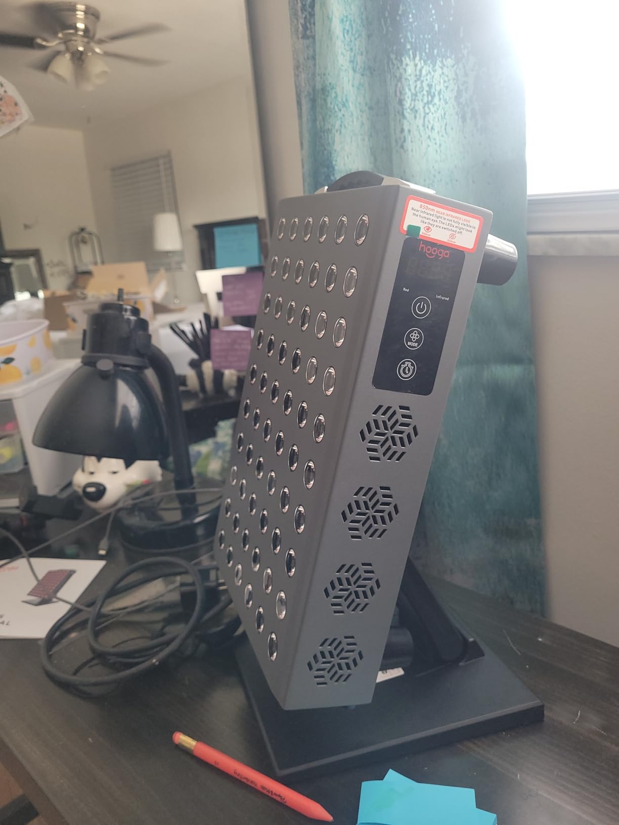 Hooga Red Light Therapy Panel Device – 660nm Red & 850nm Near Infrared Light Therapy, LED Light Therapy Lamp, 60 Dual Chip LEDs, Timer, Table Top Stand Included – PRO300 customer photo 2