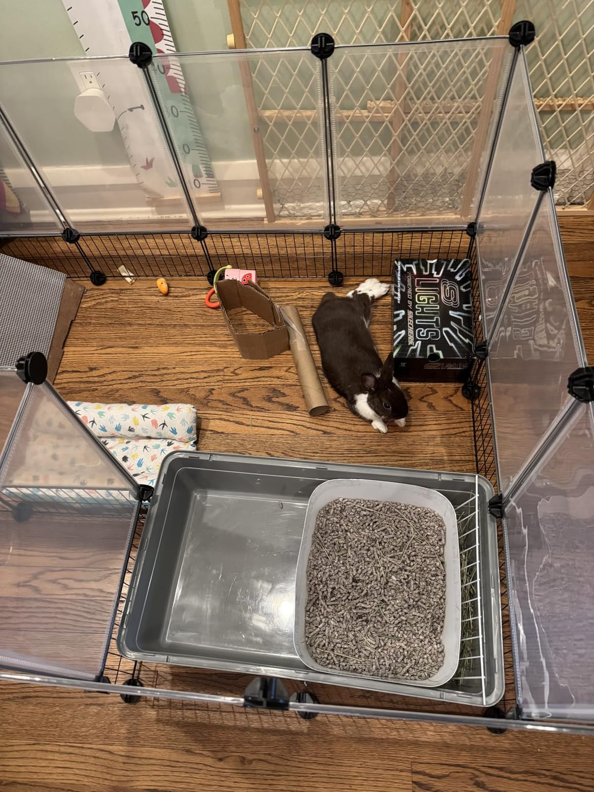 DINMO 28 Panels Bunny Playpen, Iron Net Bottom, 61.4