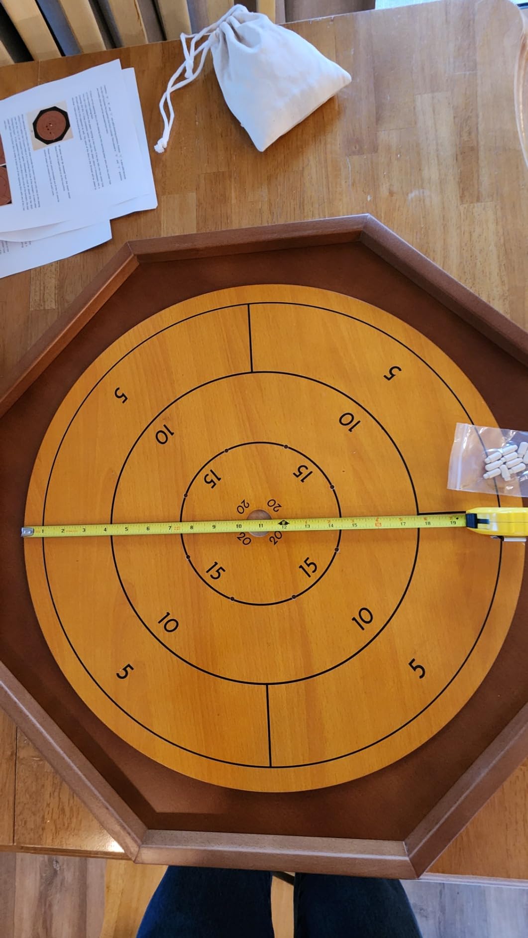 Crokinole and Checkers, 27-Inch Classic Crokinole Board Game with 22