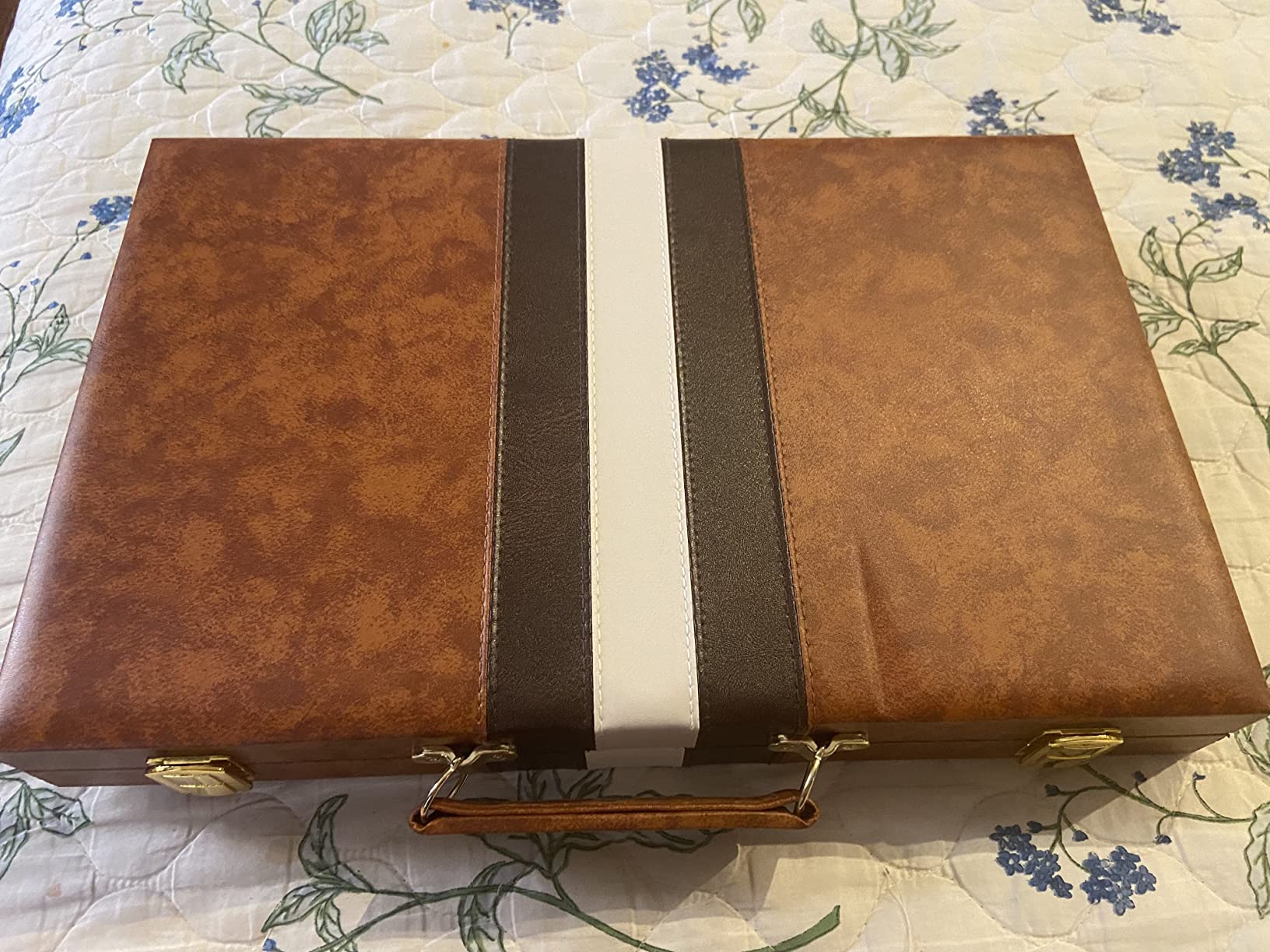 AMEROUS Backgammon Set, 15 Inches Classic Board Game with Leather Case, Folding Board, Gift Package, Portable Travel Strategy Backgammon Game Set for Adults, Kids (Medium, Brown) customer photo 1