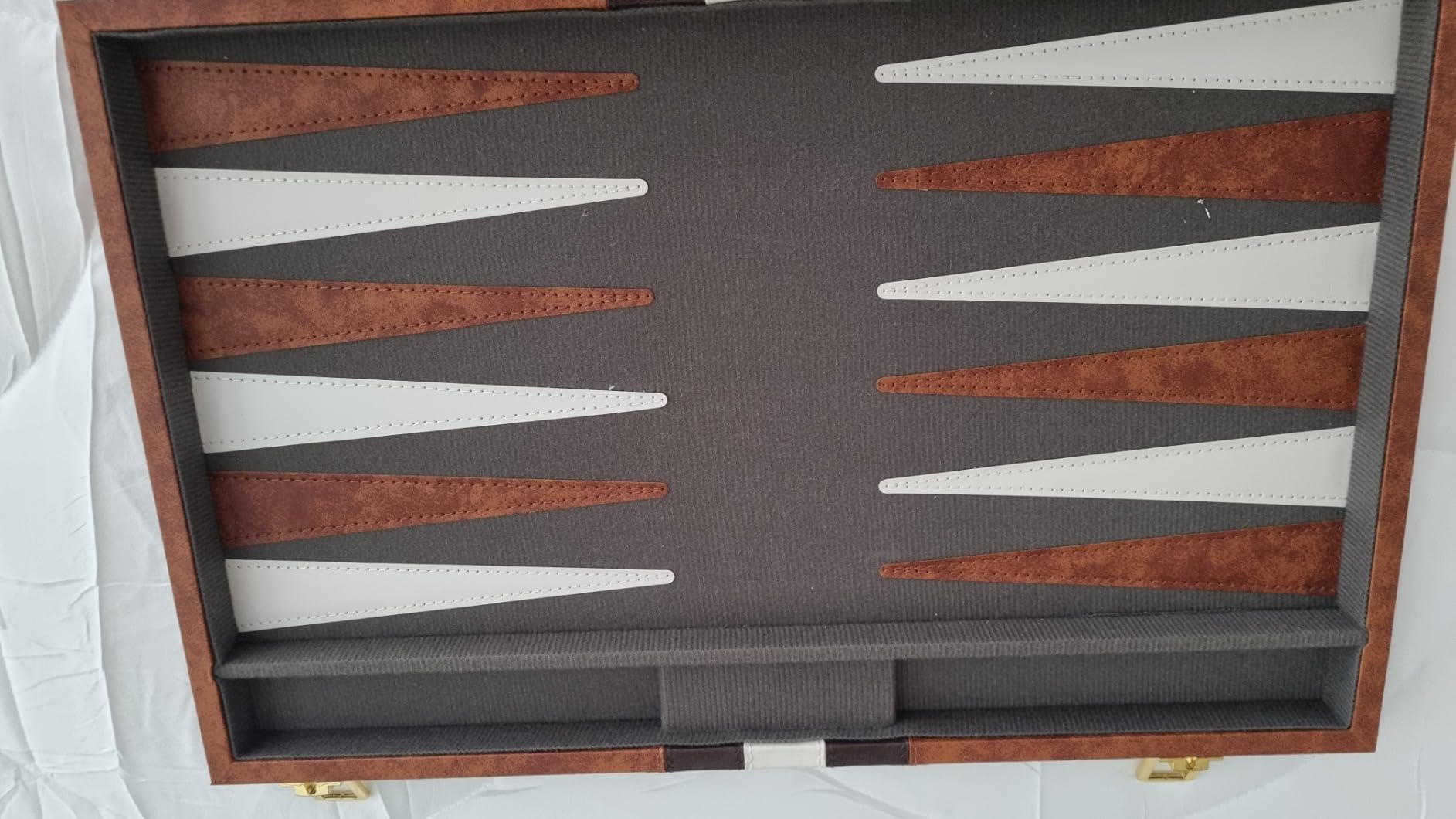 AMEROUS Backgammon Set, 15 Inches Classic Board Game with Leather Case, Folding Board, Gift Package, Portable Travel Strategy Backgammon Game Set for Adults, Kids (Medium, Brown) customer photo 2