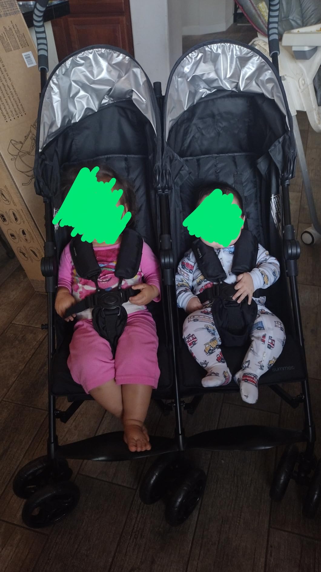 Summer Infant 3Dlite Folding Lightweight Side by Side Double Stroller with 5-Point Safety Harness for Infants and Toddlers, Black customer photo 2