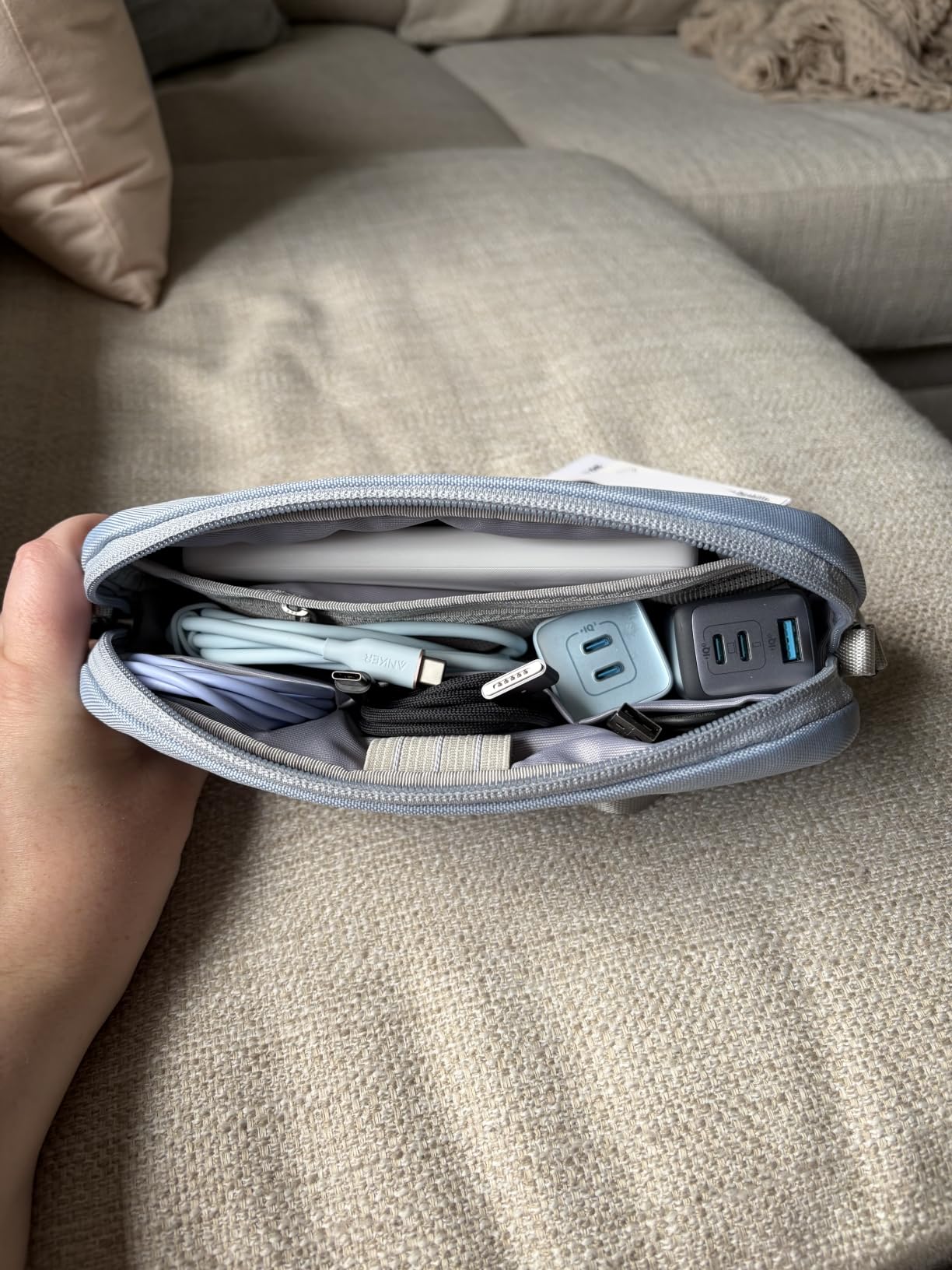 tomtoc Electronics Organizer Travel Case, Cable Organizer for Essentials | Water Resistant Tech Pouch Accessories Travel Bag Carry Storage for Cord, Phone, Cables, Airpods, USB Drive, Daily Items customer photo 1
