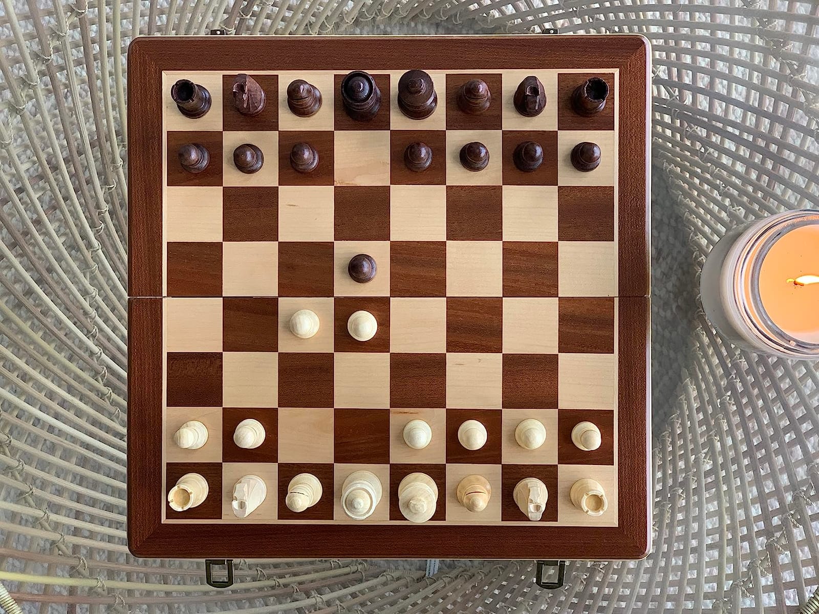 A&A 15 inch Wooden Magnetic Chess & Checkers Set for Adults / 3 inch King Height Unique Chess Pieces / 2 Extra Queens / 2 in 1 Chess Board Game… customer photo 2