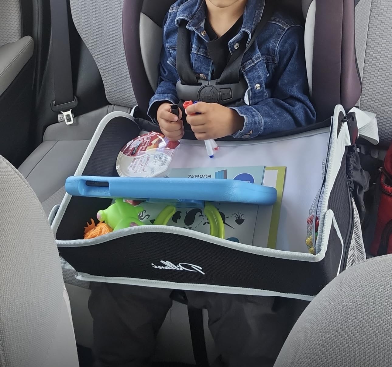 PILLANI Kids Travel Tray for Car - Car Seat Tray with Activity Sheets & Pens, Road Trip Essentials for Car & Airplane, Must Have Toddler Travel Lap Desk Accessories - Road Trip Activities for Kids customer photo 1