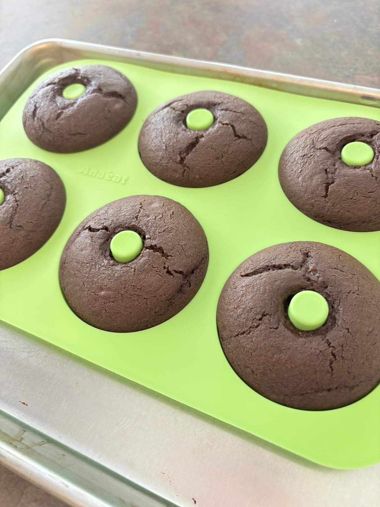 Anaeat 3 Pack Donut Pan Silicone Baking Mold, Just Pop Out! Non-Stick Doughnuts Baking Pans BPA Free for 6 Full-Size Donuts, Muffin, Cake Biscuit Bagels - Oven & Dishwasher Safe (Multicolor) customer photo 2