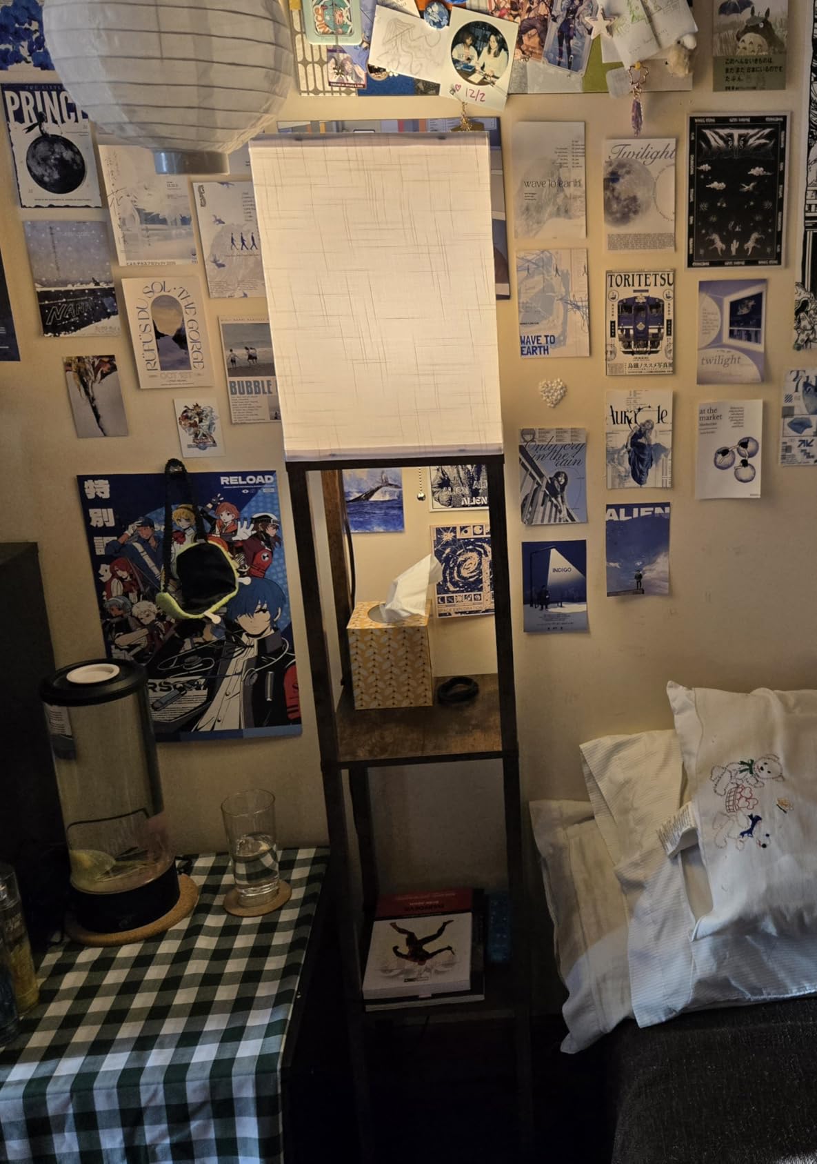 RUNTOP Floor Lamp with Shelves, Modern Shelf Lamp for Display Storage, 3 Color Temperature Wood Narrow Standing Corner Lamp with 8W Bulb for Living Room Decor, Bedroom, Office, Home Decor (Brown) customer photo 1