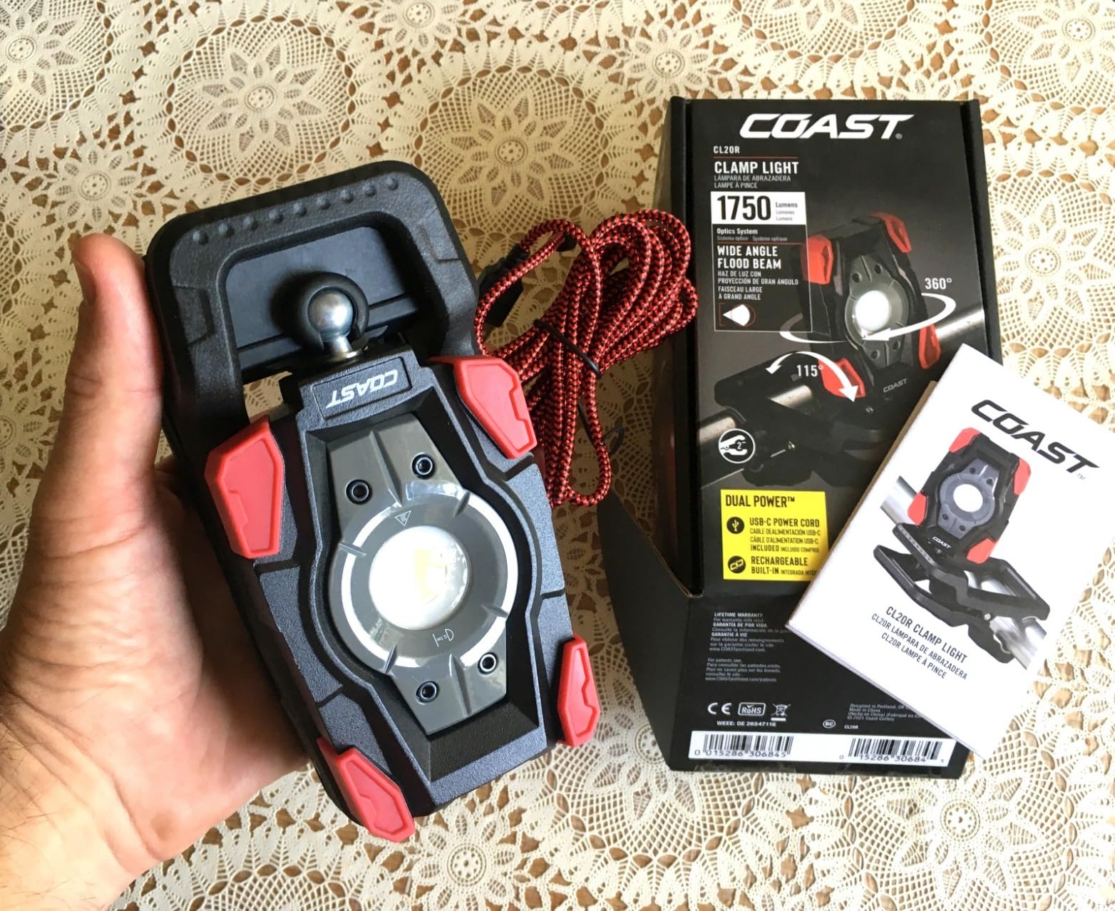Coast CL20R 1750 Lumen Rechargeable Dual Power Rotating LED Magnetic Clamp Light with Wide Angle Flood Beam customer photo 2