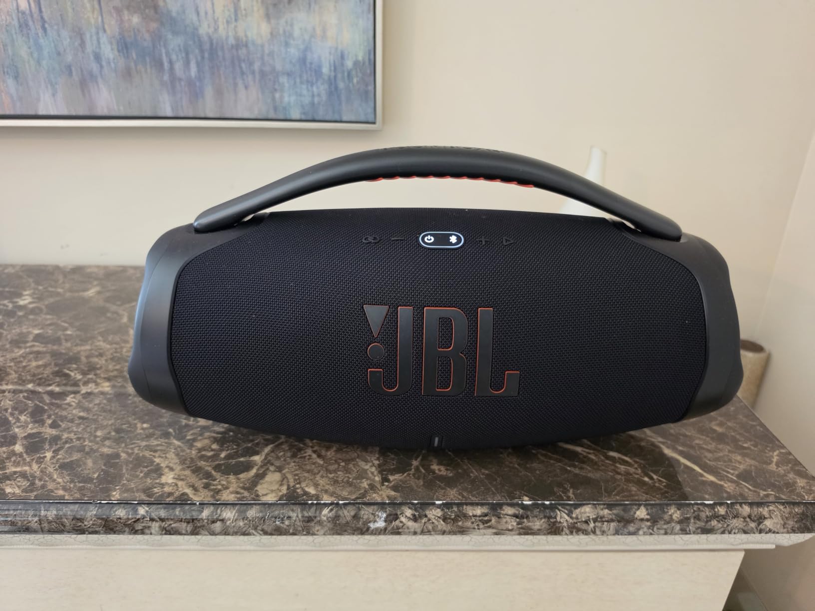 JBL Boombox 3 - Portable Bluetooth Speaker, Powerful Sound and Monstrous bass, IPX7 Waterproof, 24 Hours of Playtime, powerbank, PartyBoost for Speaker Pairing, eco-Friendly Packaging (Squad) customer photo 2