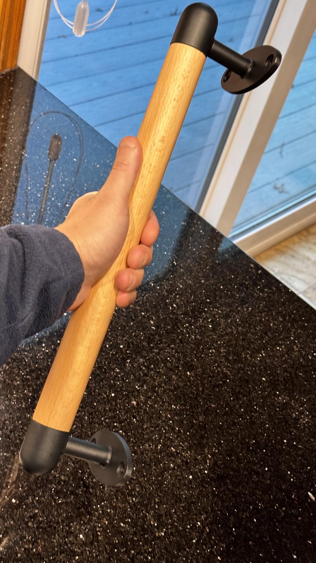 SELEWARE 16 Inch Wood Handrail Indoor Stairs Handrail Wall Mount Handrail customer photo 1