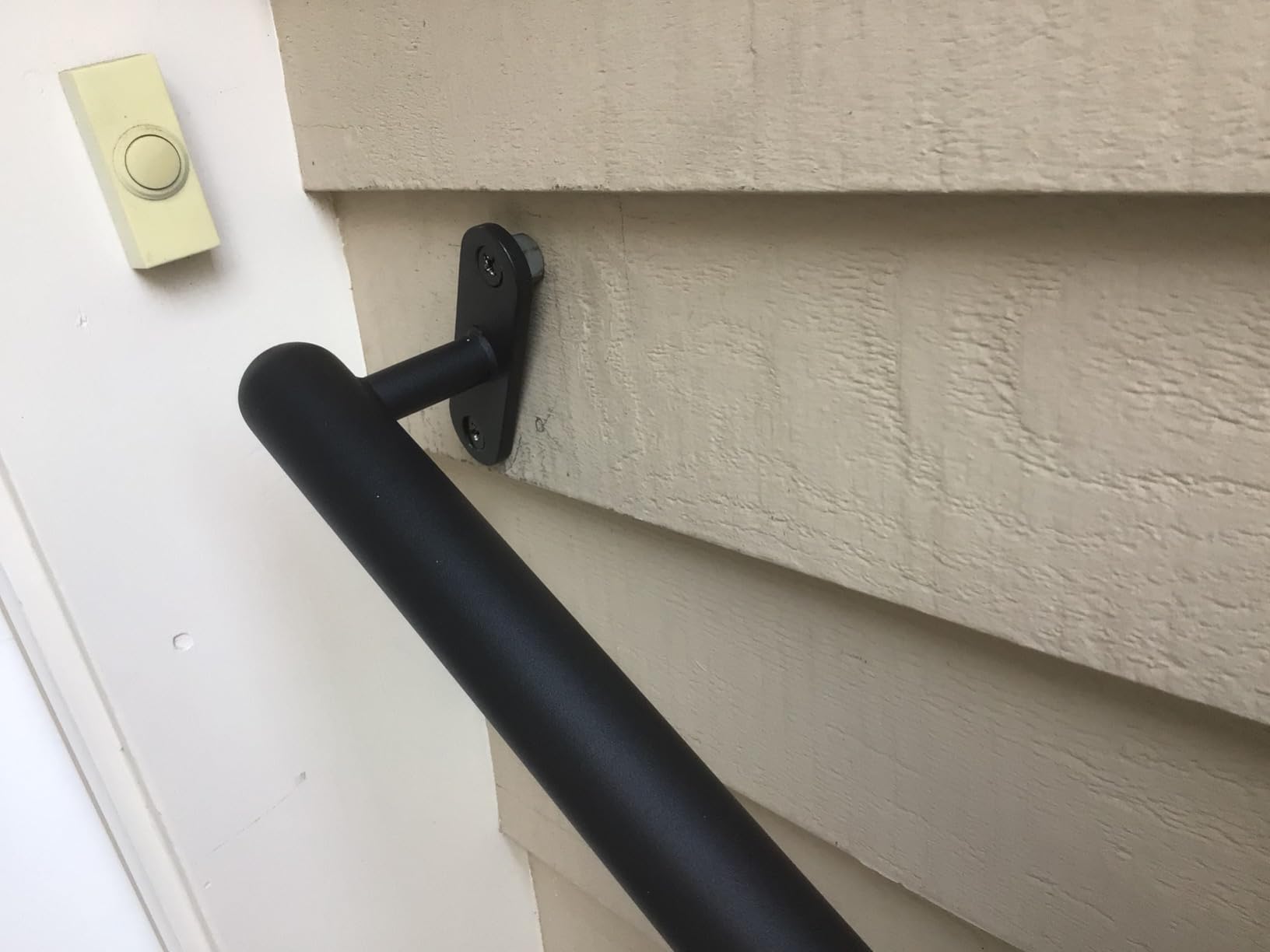 Dolibest 36 Inch Wall Mount Metal Handrail, Staircase Step Handrail, Non-Slip Safety Grab Handle, Barrier-Free Staircase Grab Bar for Elderly, Indoor & Outdoor Use, 1.3 Inch Round (Black) customer photo 2