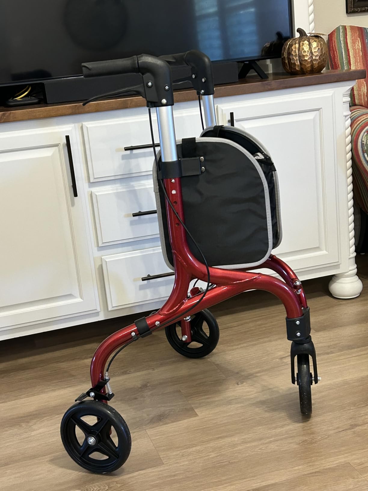 PLANETWALK Premium 3 Wheel Rollator Walker for Seniors – Ultra Lightweight Foldable Aluminum Mobility Aid with Height Adjustable Handle and 7.5 Inch Wheels, Brilliant Blue customer photo 2