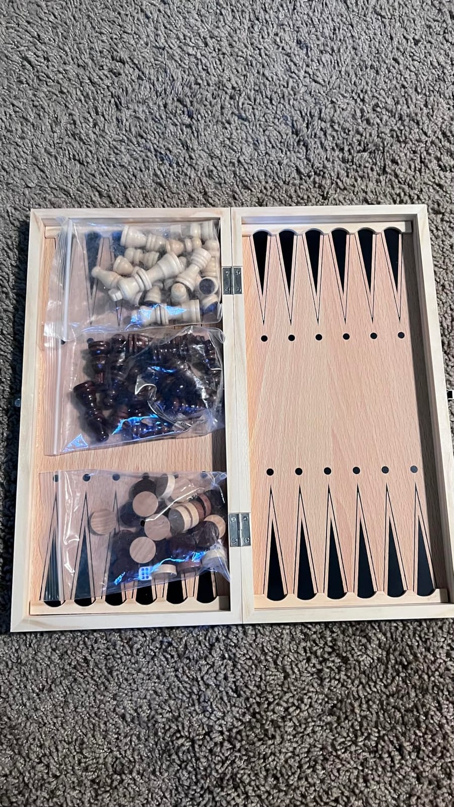 Chess Set, 3 in 1 Wooden Chess Board Game in Chess, Backgammon, Checkers customer photo 1
