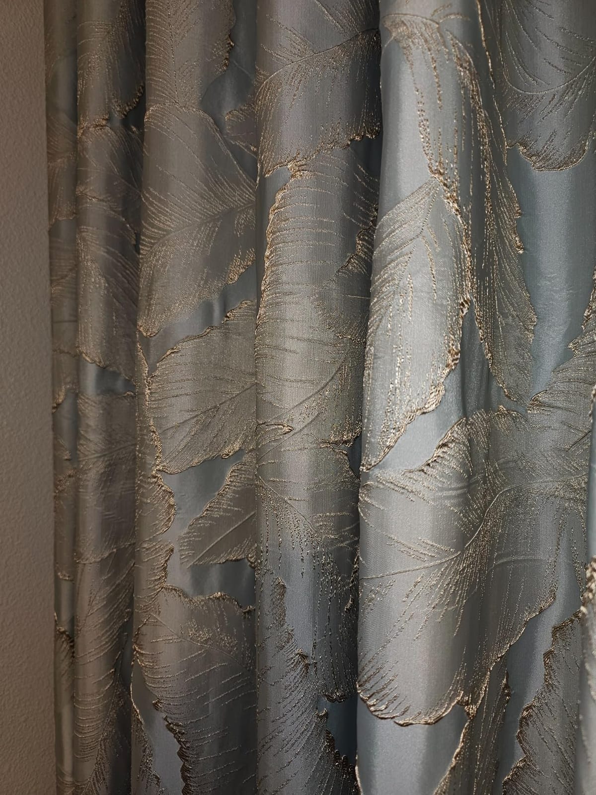 Luxury Curtains Beige Jacquard Drapes 3D Gold Leaf High Precision Curtains for Living Room 2 Panels for Bedroom Grommet Top (Beige, 54 x 108) customer photo 2