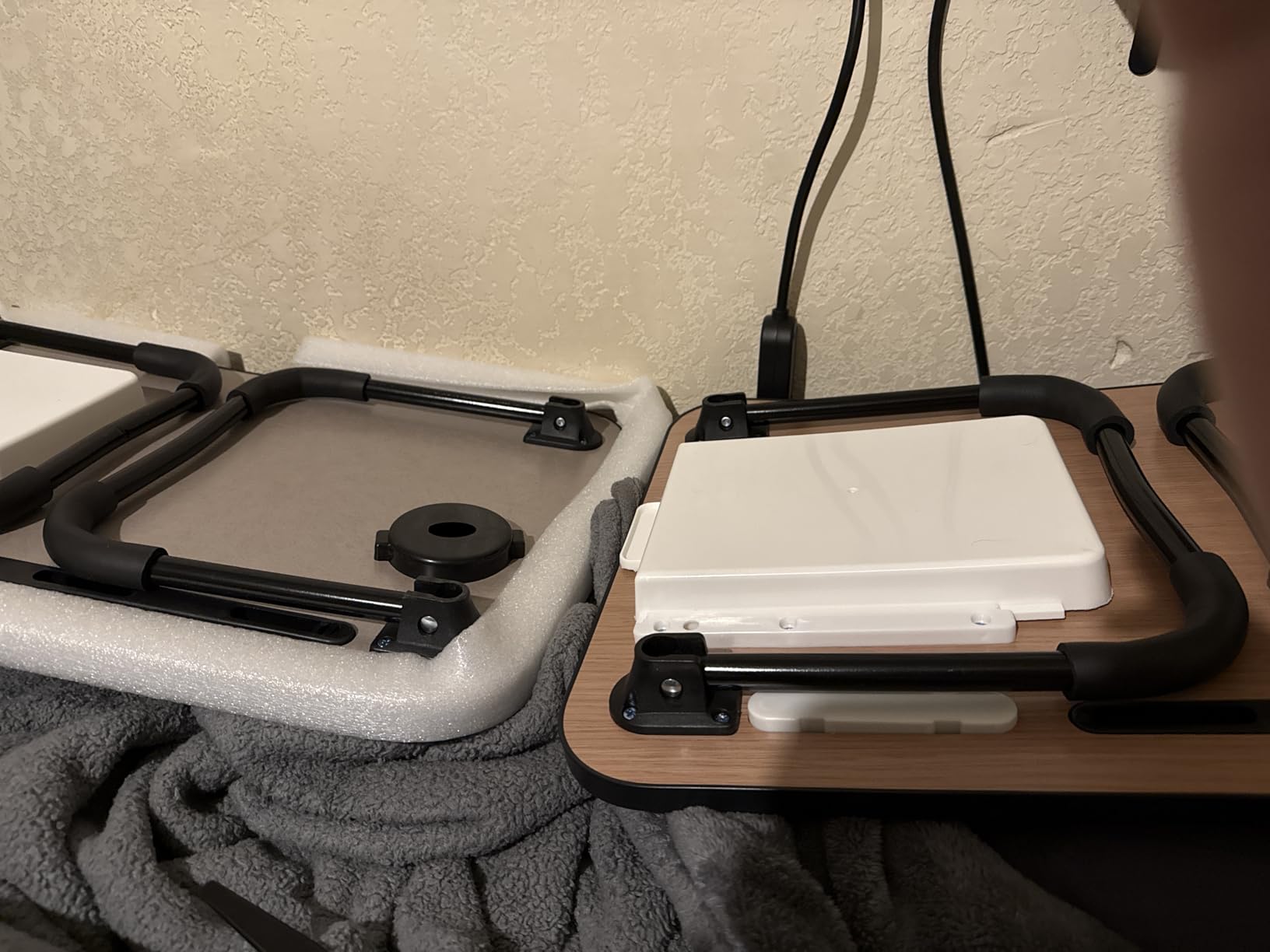 Zapuno Laptop Lap Desk, Foldable Laptop Table Tray with 4 USB Ports Storage Drawer and Cup Holder, Lap Bed Desk Notebook Stand Laptray Portable Standing Table for Bed Couch Floor customer photo 1