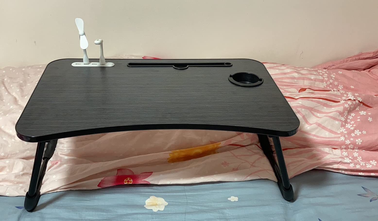 Zapuno Laptop Lap Desk, Foldable Laptop Table Tray with 4 USB Ports Storage Drawer and Cup Holder, Lap Bed Desk Notebook Stand Laptray Portable Standing Table for Bed Couch Floor customer photo 2