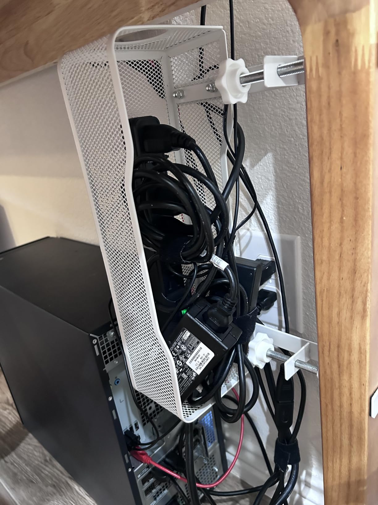 Under Desk Cable Management Tray White, Cinati Wire Organizers No Drill, Cable Tray with Clamp for Wire Management, Cord Organization Box for Office, Home - No Damage to Desk customer photo 1