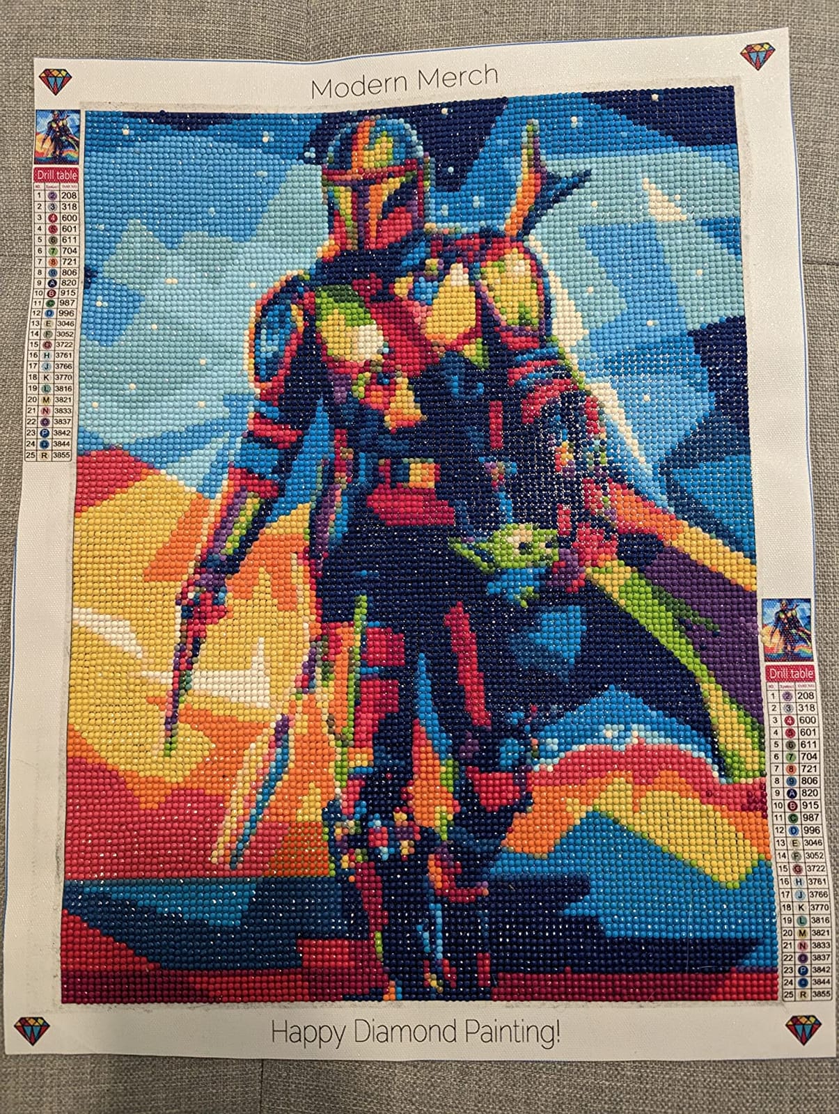 Star Wars Mandalorian and Baby Yoda Diamond Art for Adult 5D Painting 12x16 customer photo 2