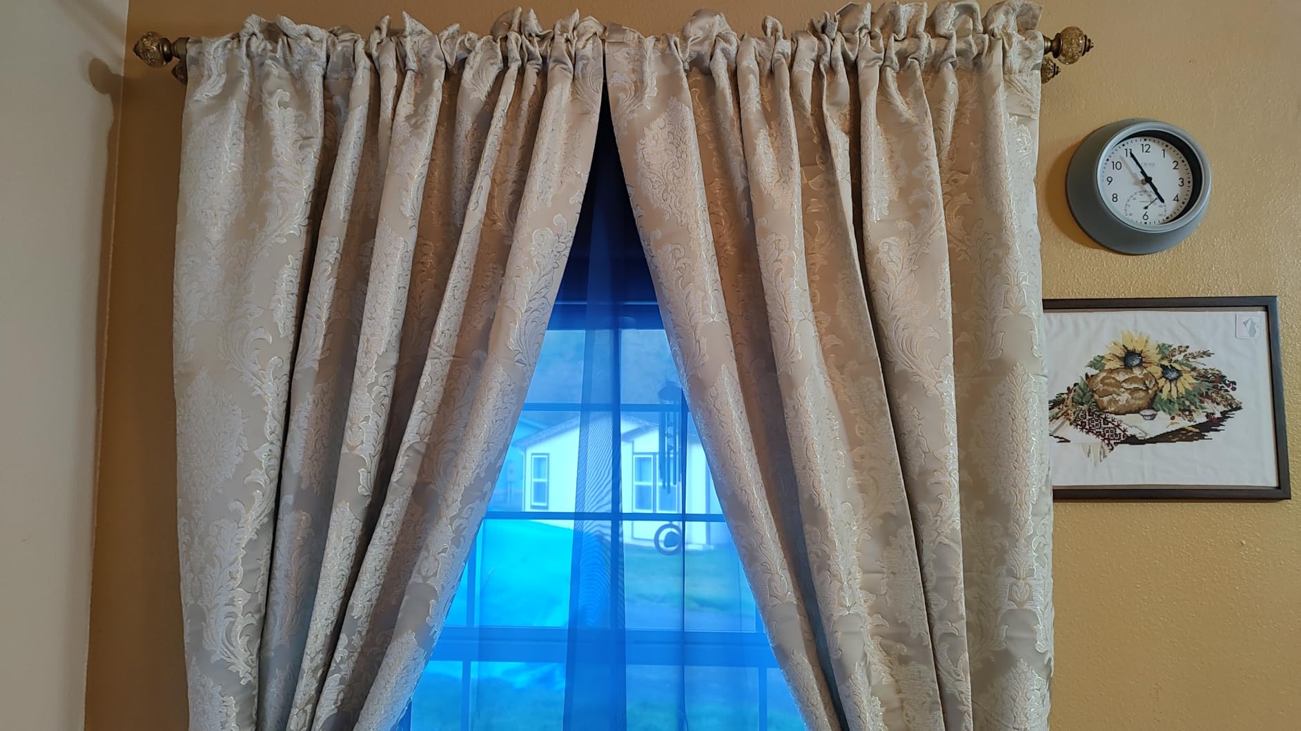 Loom and Mill Jacquard Damask Curtains for Bedroom, 2 Panels, 52