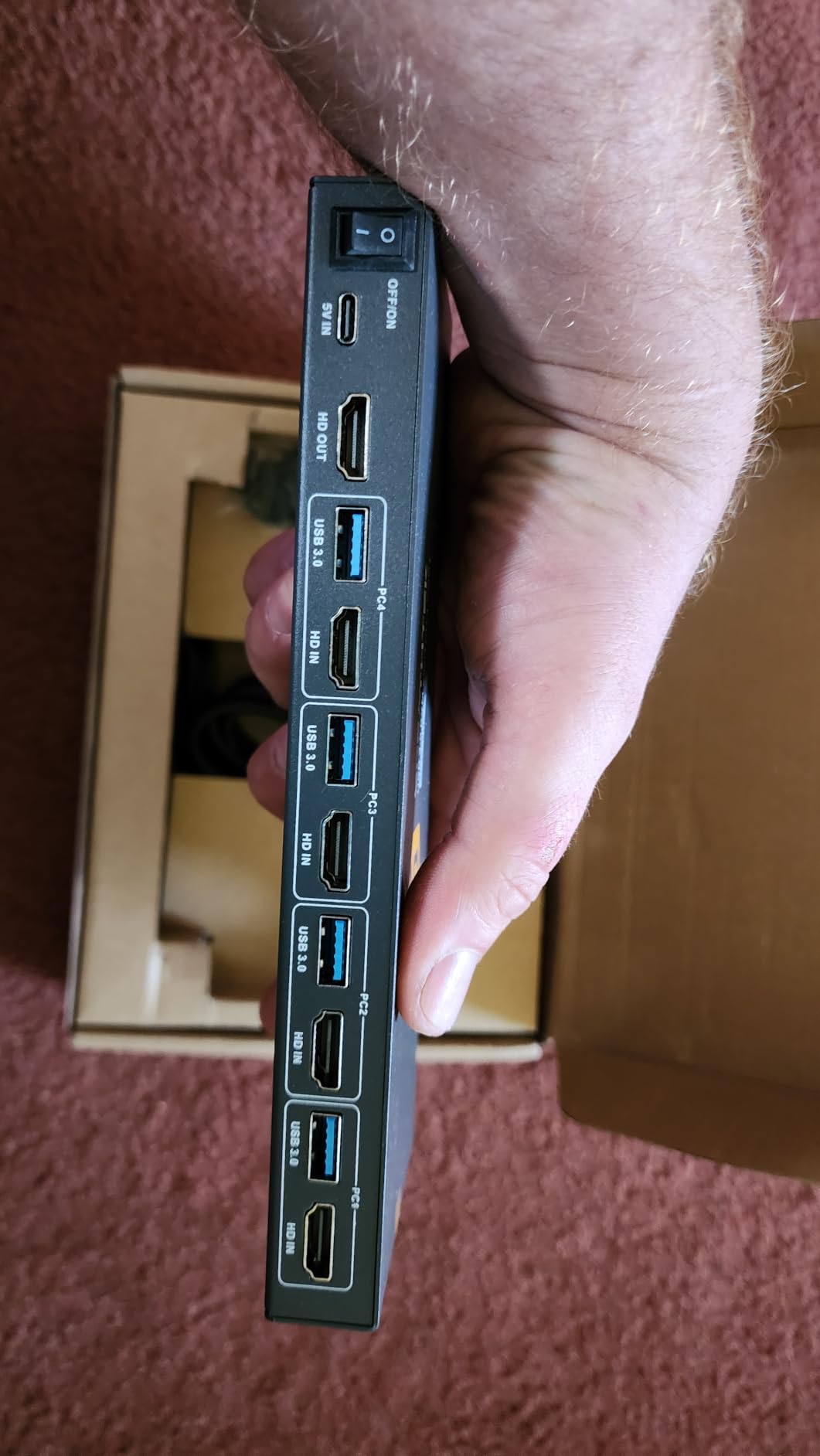 USB3.0 KVM Switch HDMI 4K@60Hz for 4 Computers Share 1 Monitor, KVM Switch 4 Port with 3 USB 3.0 Ports Share Keyboard Mouse, Support Button Switch, Plug and Play customer photo 1