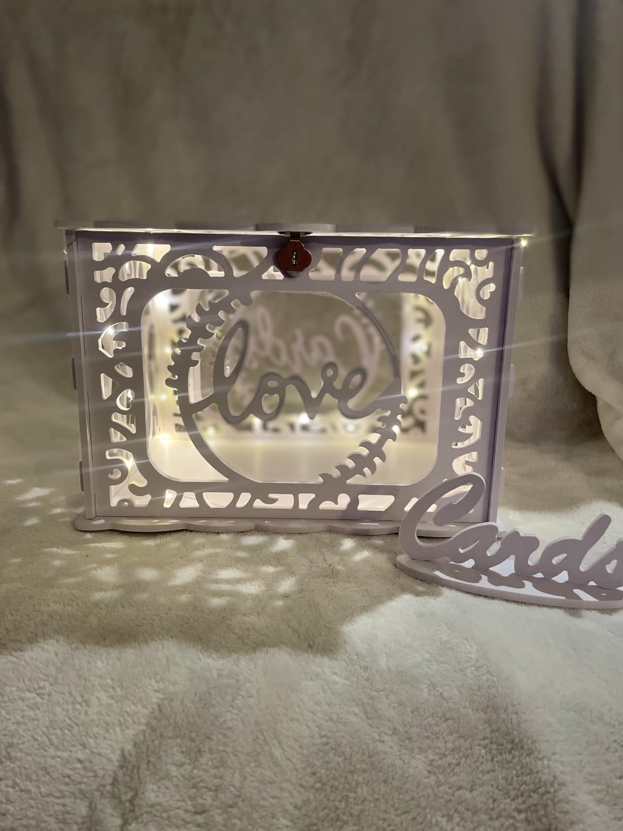 White Wedding Card Box with Lock, PVC Envelope Money Card Box for Wedding customer photo 2
