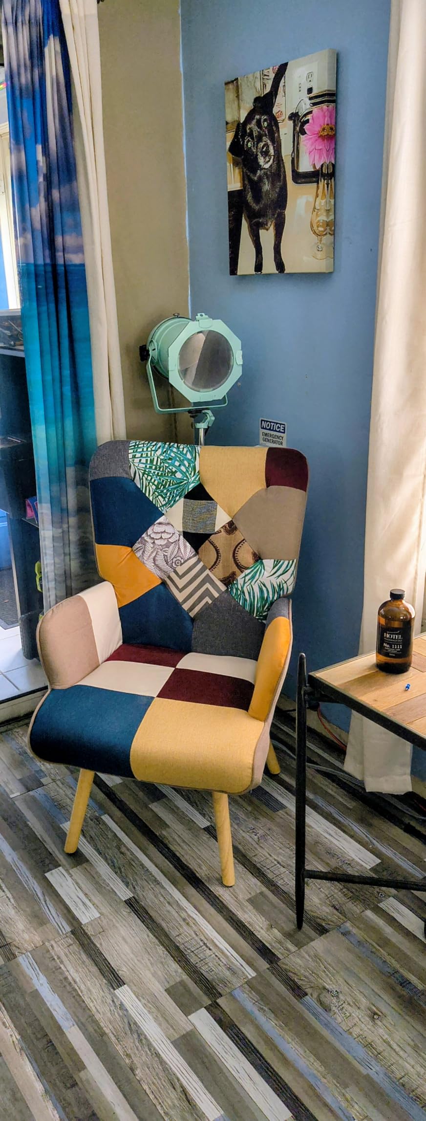Joysoul Living Room Accent Chair, Modern High Back Armchair, Boho Patchwork Fabric Chair, Colorful Upholstered Reading Chair with Solid Wood Legs for Bedroom, Small Space customer photo 2