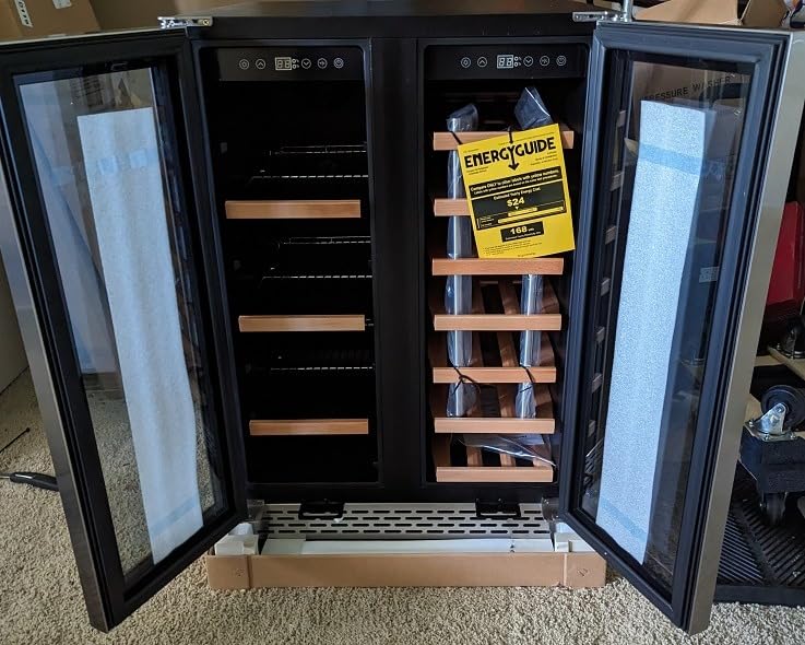 24 Inch Wine and Beverage Refrigerator Under Counter, Dual Zone 20 Bottles & 88 Cans Beverage Fridge with Stainless Steel Tempered Glass Door, Built-in/Freestanding Mini Fridge for Office/Bar/Kitchen customer photo 1