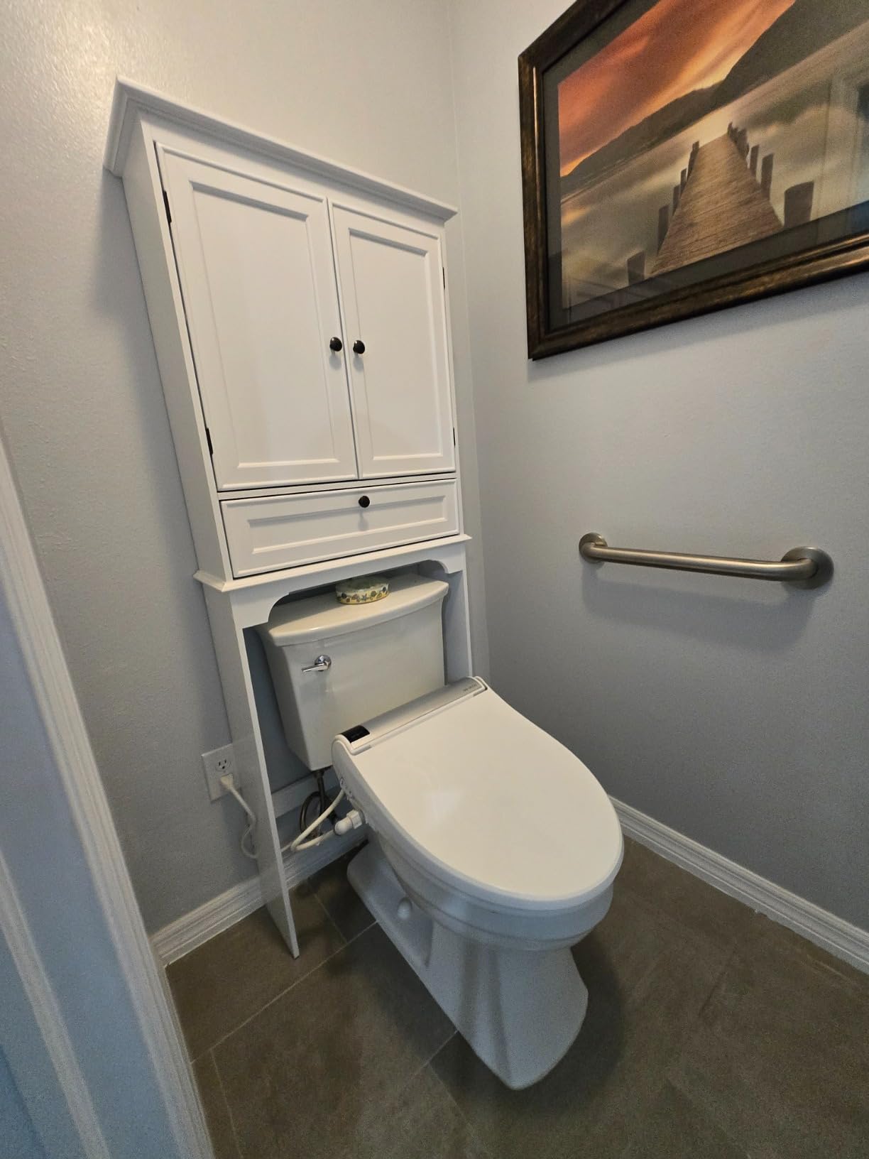 Spirich Bathroom Over the Toilet Storage Cabinet with Tilt-Out Cube, White customer photo 1