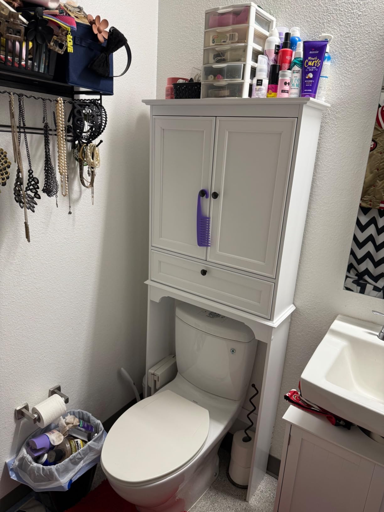 Spirich Bathroom Over the Toilet Storage Cabinet with Tilt-Out Cube, White customer photo 2