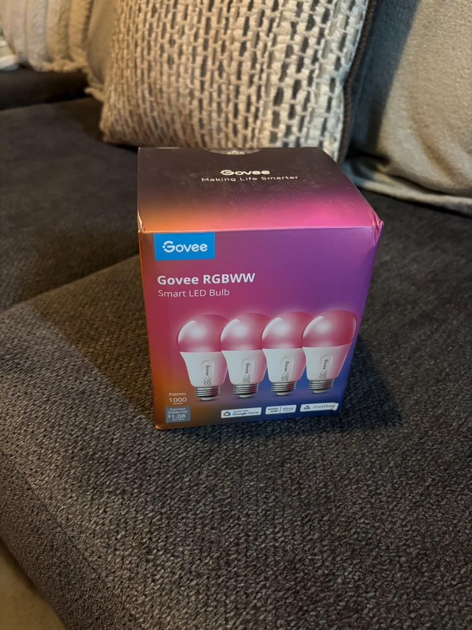 Govee LED Smart Light Bulbs, 1000LM RGBWW A19 75W E26 Base 4 Pack | Color Changing Light Bulb, Work with Matter Alexa and Google Assistant customer photo 1