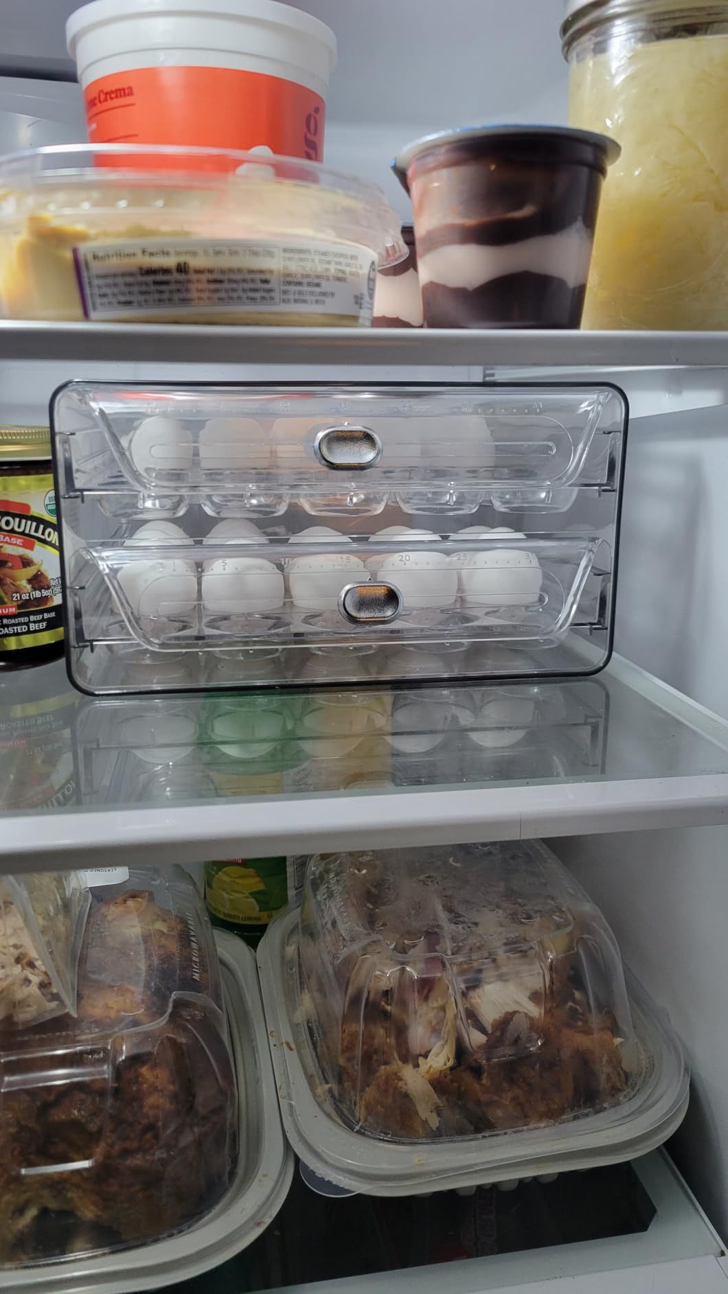 60 Egg Holder for Fridge, Egg Container for Refrigerator, Stackable Egg Storage Container, Egg Fresh Storage Box for Fridge, 2Layers Egg Tray, Clear Egg Organizer, BPA Free customer photo 1