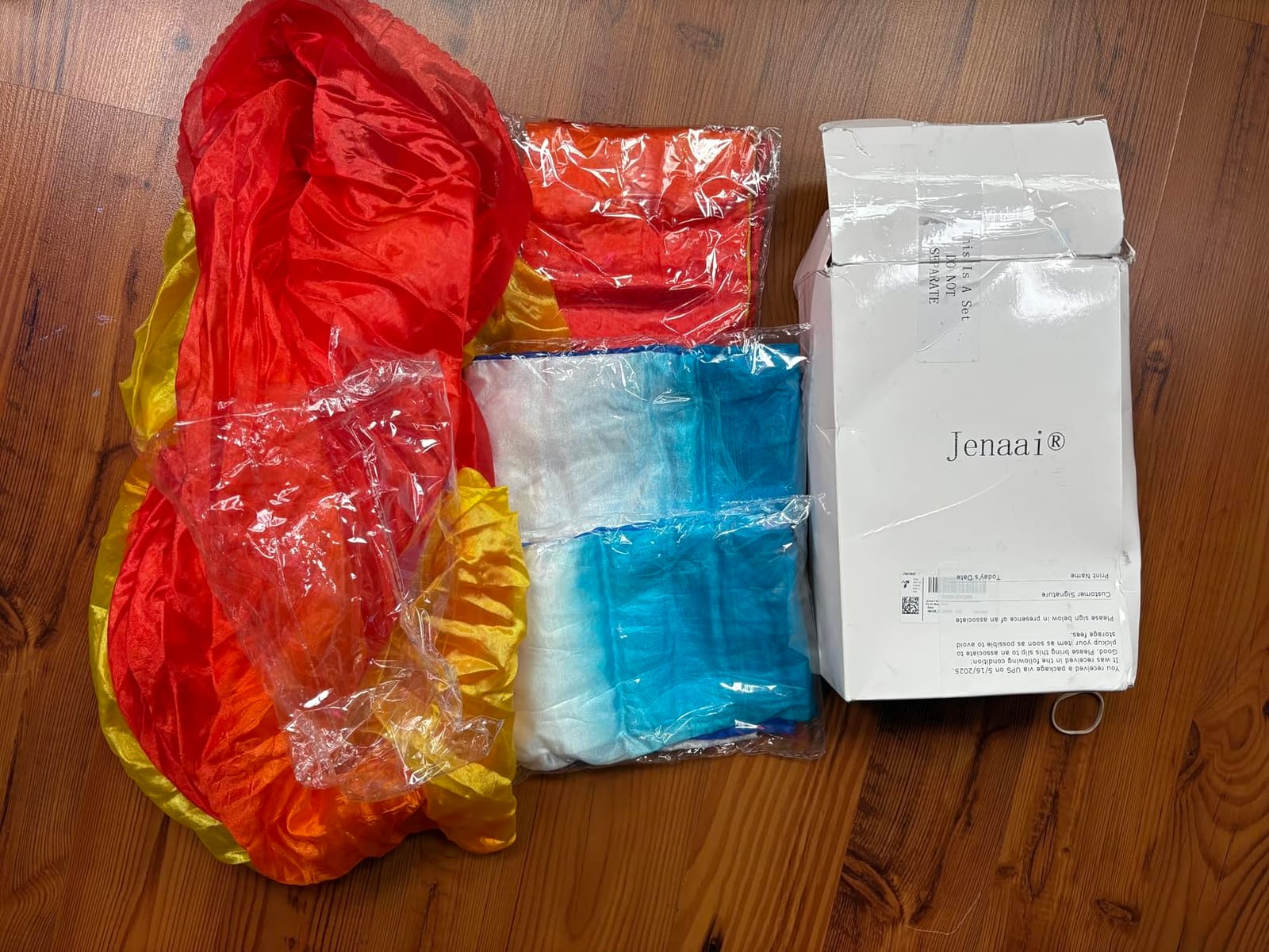 Jenaai 4 Sets Silk Veil Poi with Balls, Bright Color 78.74 x 31.5 Inches customer photo 1