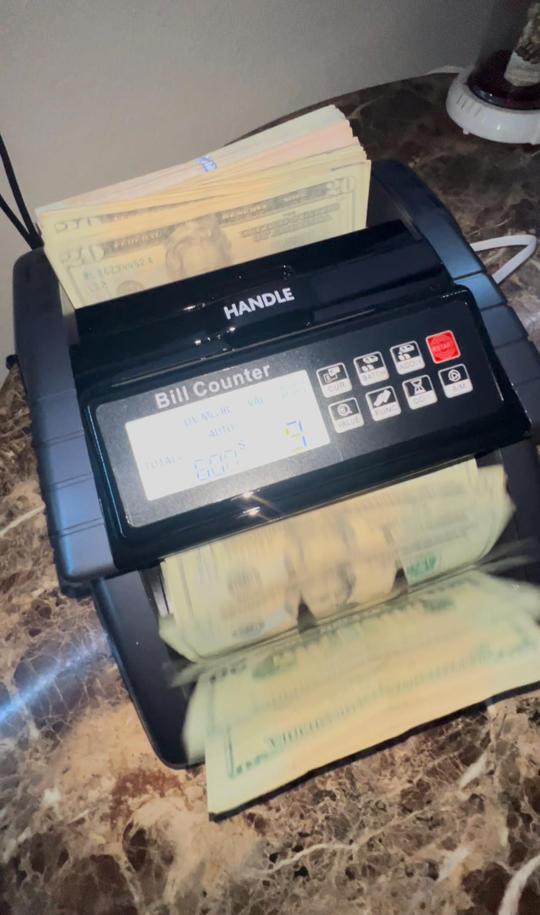 LOLARAN AL1000 Money Counter Machine with Value Counting for USD & EUR, UV/MG/MT/IR/DD/HLF Counterfeit Detection, LCD Display, Count/ADD/Batch/AUTO/Manual Modes, 1,300 Notes/Min customer photo 1