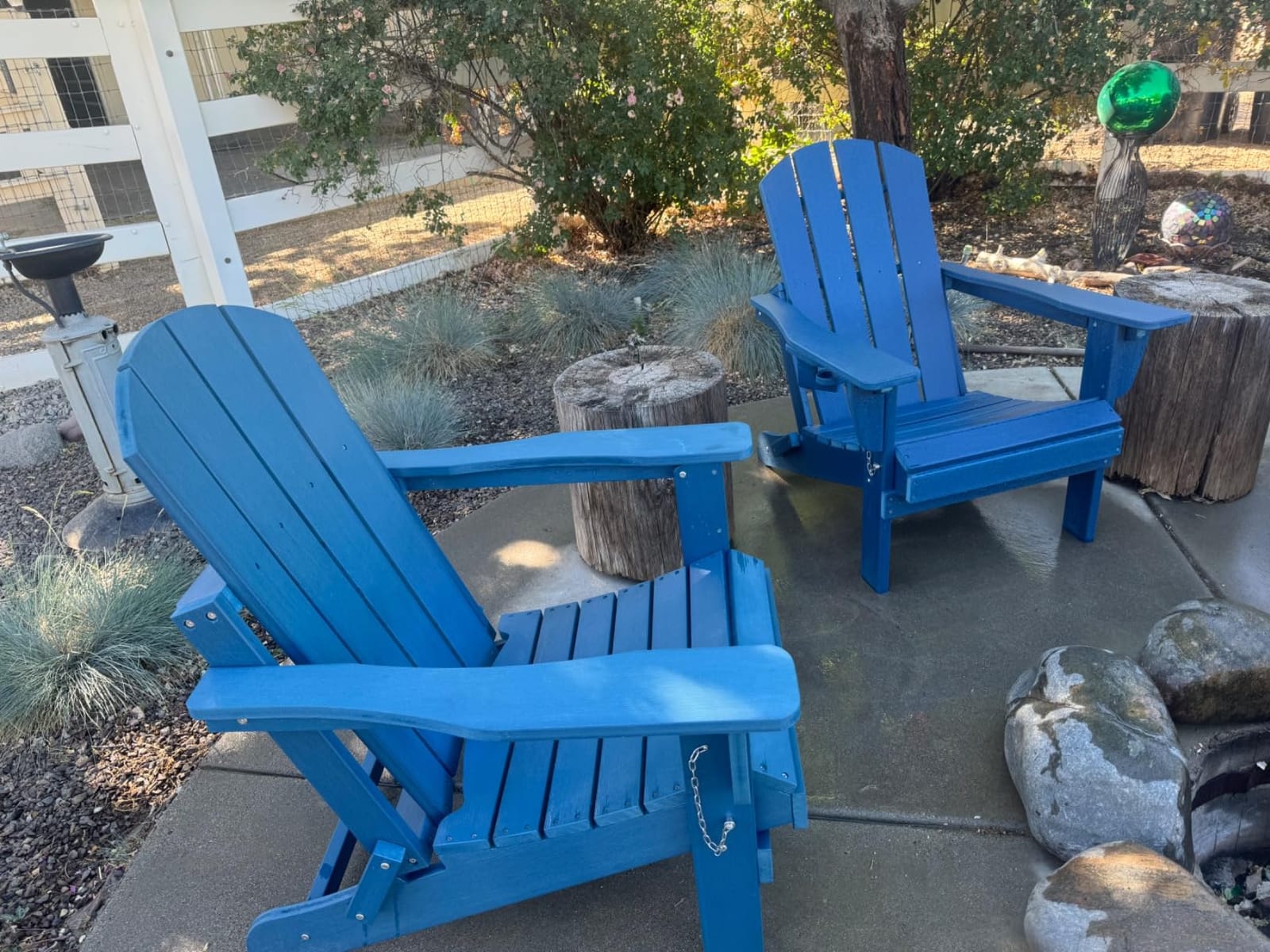 SERWALL Folding Adirondack Chair Set of 4 with Cup Holder for Fire Pit-Blue customer photo 2