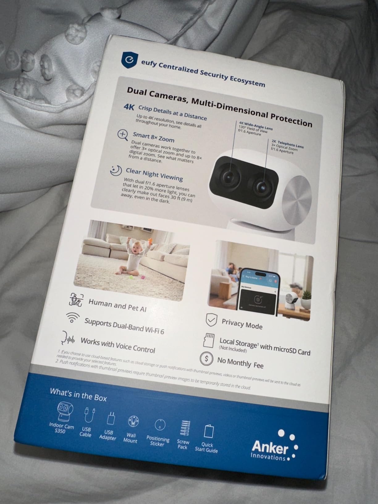 eufy Security 4K Indoor Cam S350, No Subscription, Dual Cameras, 8× Zoom customer photo 2