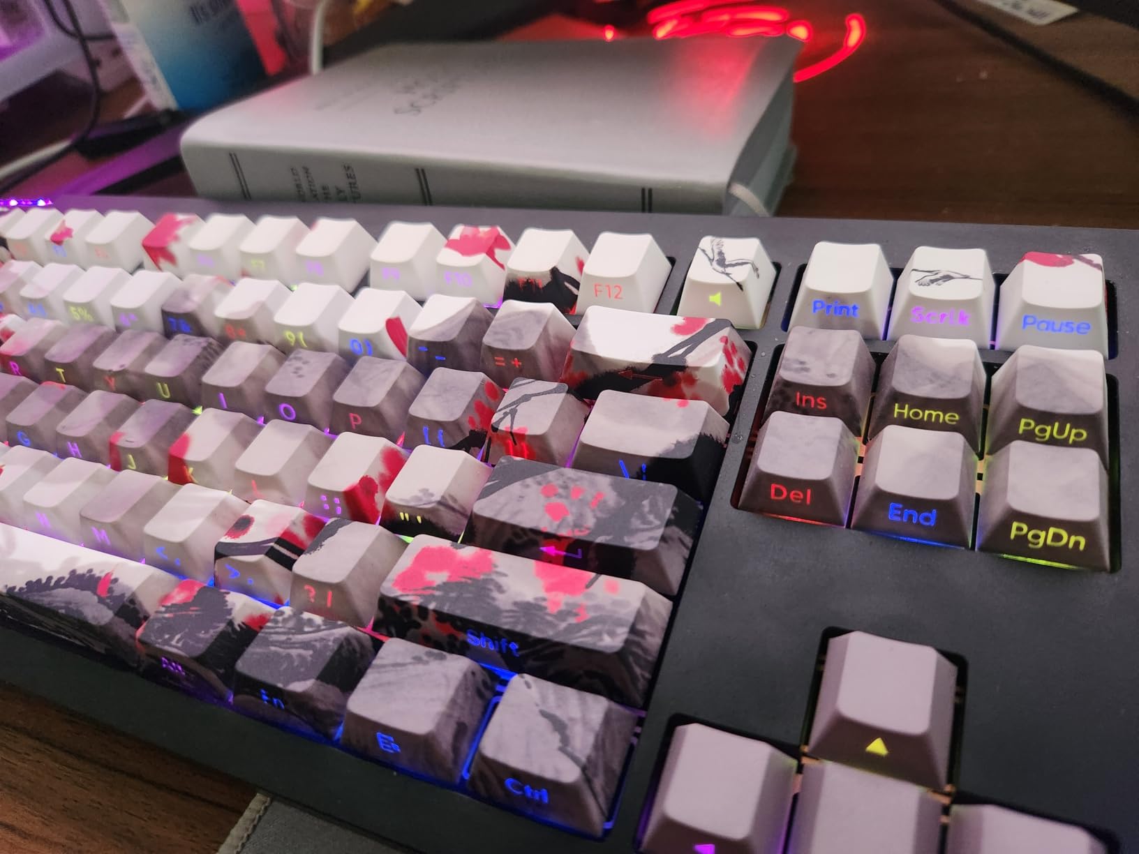 Tsungup PBT Keycaps Set-Custom Keycaps for Mechanical Keyboard Key caps | Landscape painting Side Print Shine Through DoubleShot 135 Keys Cherry Profile Keycaps for Cherry MX Switches Mechanical customer photo 2