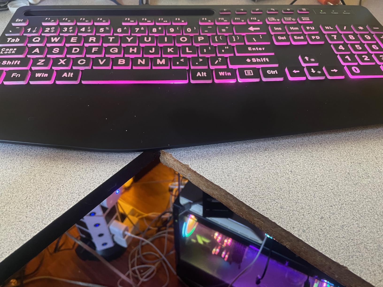 SABLUTE Large Print Wired Keyboard, Ergo Wrist Rest, 7 Colors Backlight | K21 Pro Computer Keyboards with Phone Holder, Oversized Letter keys Easy to See and Type for Laptop, PC, Windows, Black customer photo 2
