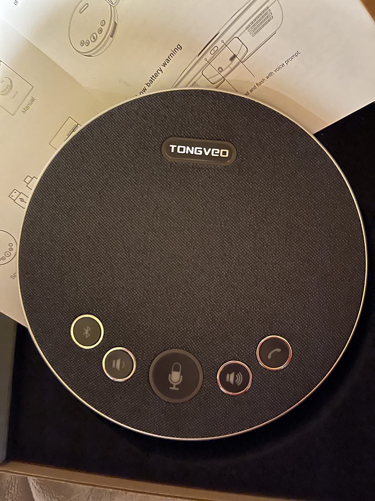 TONGVEO 2-in-1 Conference Speaker and Microphone, Daisy Chain Wireless Bluetooth Speakerphone with 360° omnidirectional mics USB/Dongle/Bluetooth Connection 18H Talk Time for 15-30 People Meeting customer photo 2