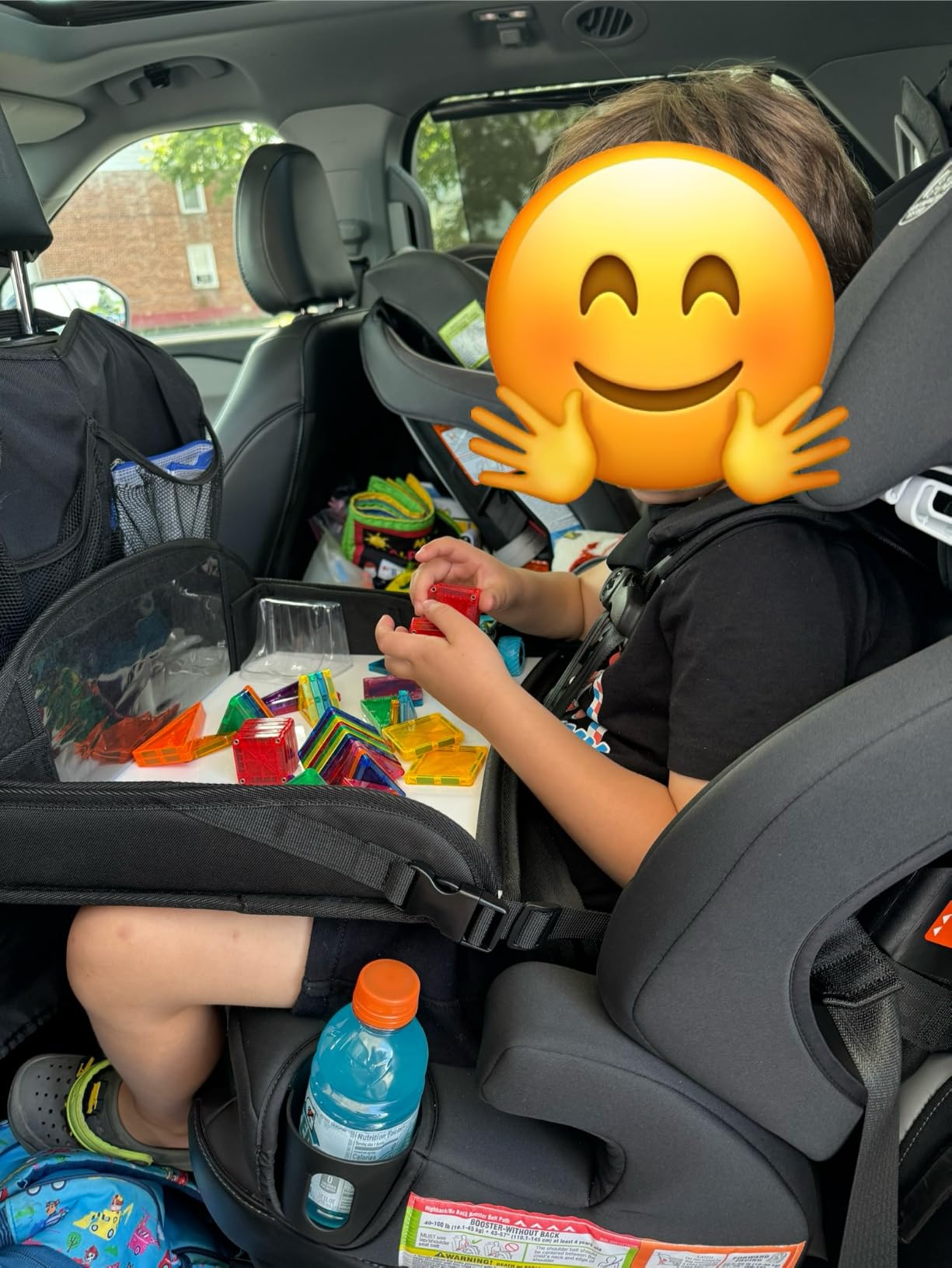 COOLBEBE Kids Travel Tray for Toddler Car Seat, Travel Tray for Airplane, Toddler Car Seat Lap Tray, Carseat Table Tray for Kids Travel Activities (Black -2PCS) customer photo 1