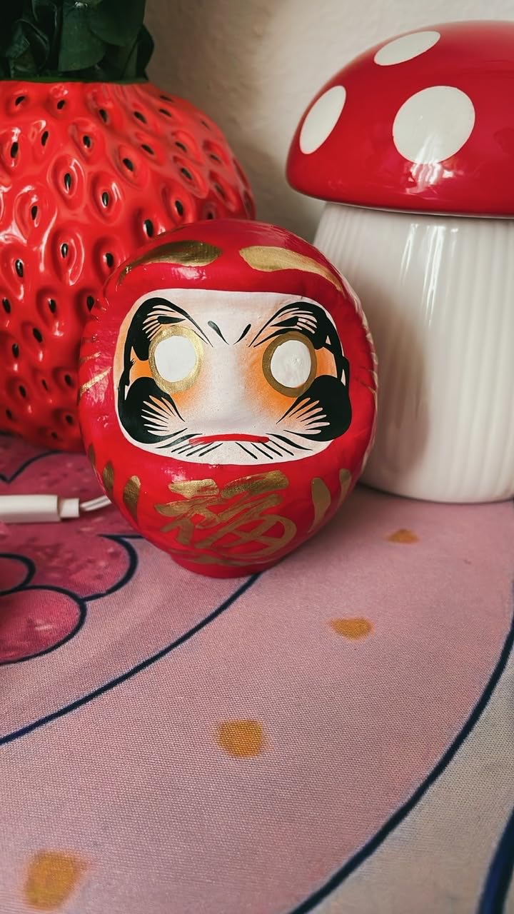 JAPANMUSEUM Japanese White Daruma Doll Handmade Traditional Crafts Zen Statue Good Luck & Well Wishes (5.9inch Tall White L) customer photo 2