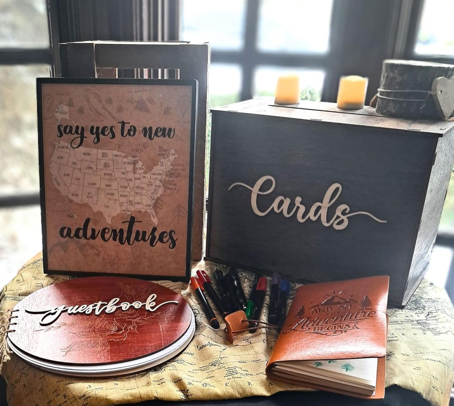 Cregugua Rustic Wooden Card box 12x9x7 Inch Gift Card Box for Wedding Birthday Baby Shower Graduation Party customer photo 1