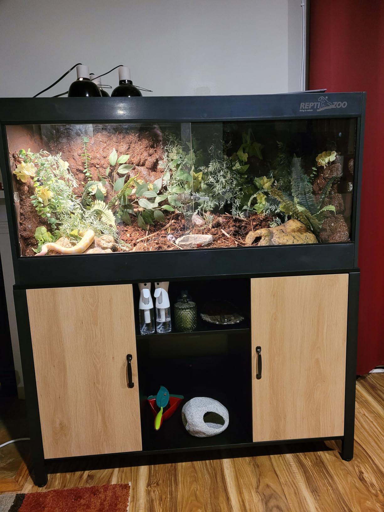 REPTI ZOO 68 Gallon PVC Reptile Terrariums, 48x18x18 Reptile Tanks Enclosure for Bearded Dragon Ball Python Snake Gecko, PVC Reptile Lounge Habitat with Glass Sliding Door & Top Screen Ventilation customer photo 2
