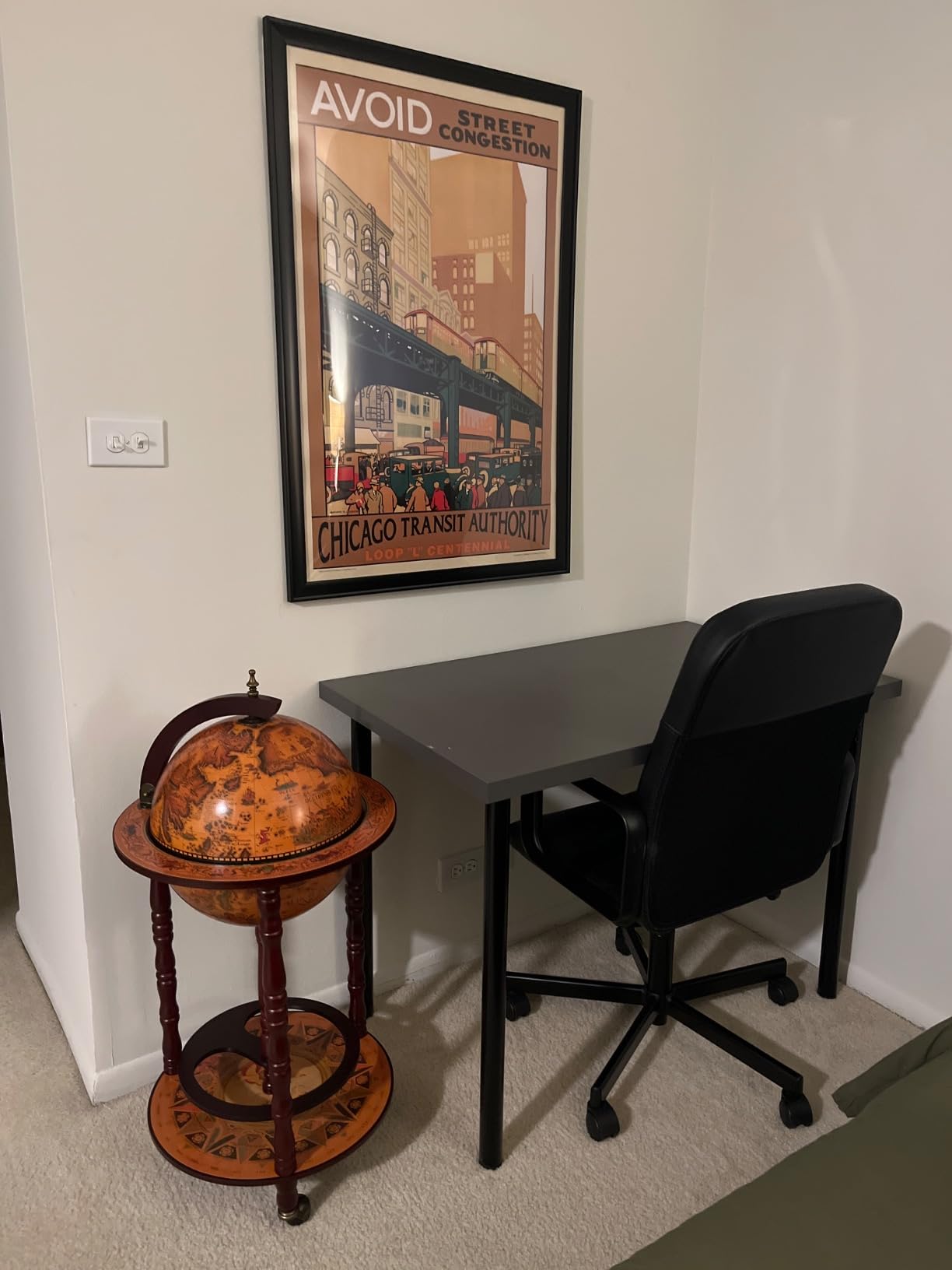 MEDIMALL Wood Globe Bar Liquor Cabinet, 16th Century Italian Replica Bar Stand for Liquor, Wine, Stemware, Vintage Alcohol Cart w/Liquor Shelves, Globe Bar Cart for Living Room, Dining Room customer photo 1