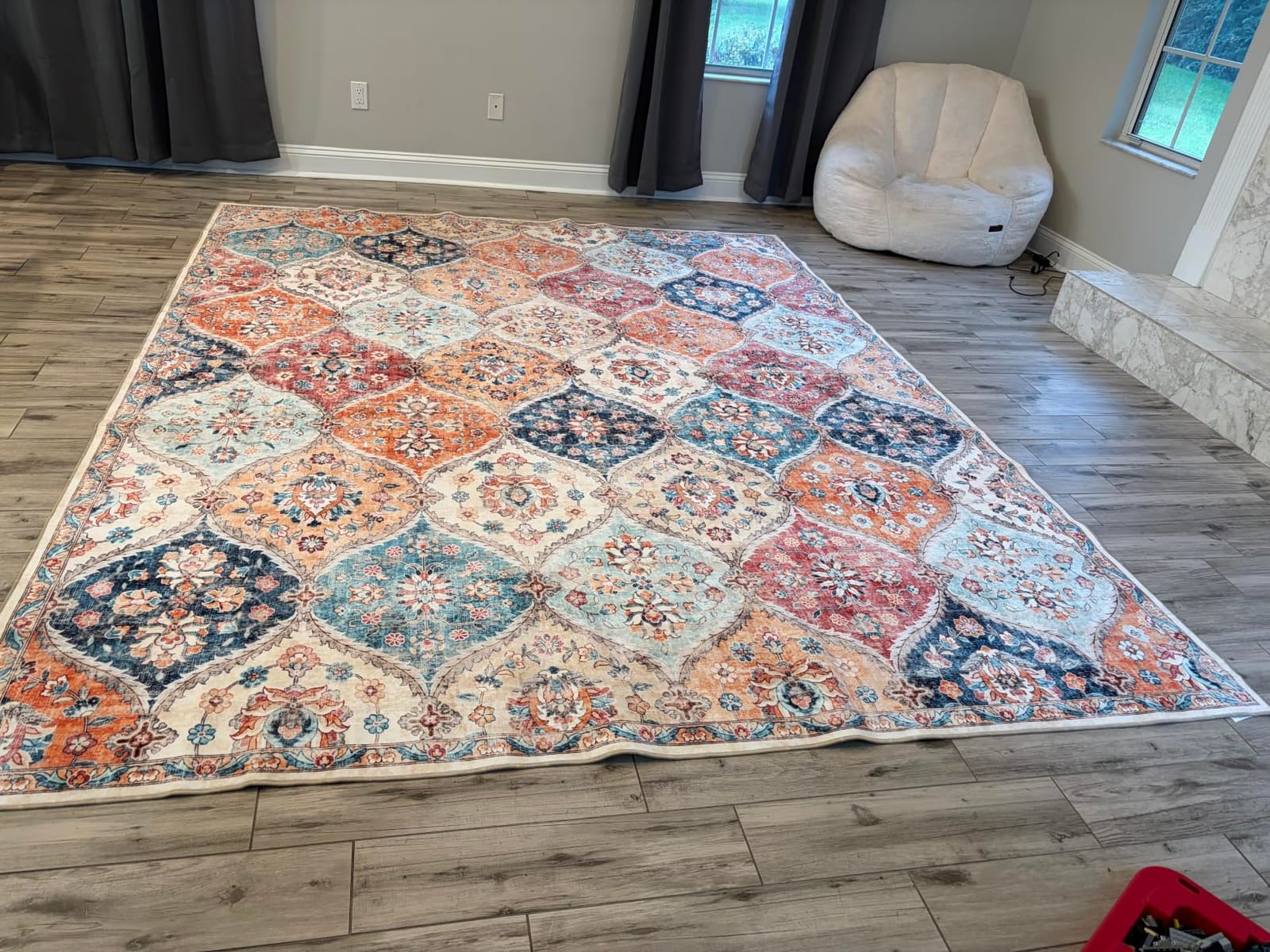 ROYHOME 8x10 Area Rug Moroccan Trellis Machine Washable Rug, Cream, Vintage Medallion Distressed Indoor Accent Rug Stain Resistant Non-Slip Floor Cover Carpet for Living Room Bedroom customer photo 1