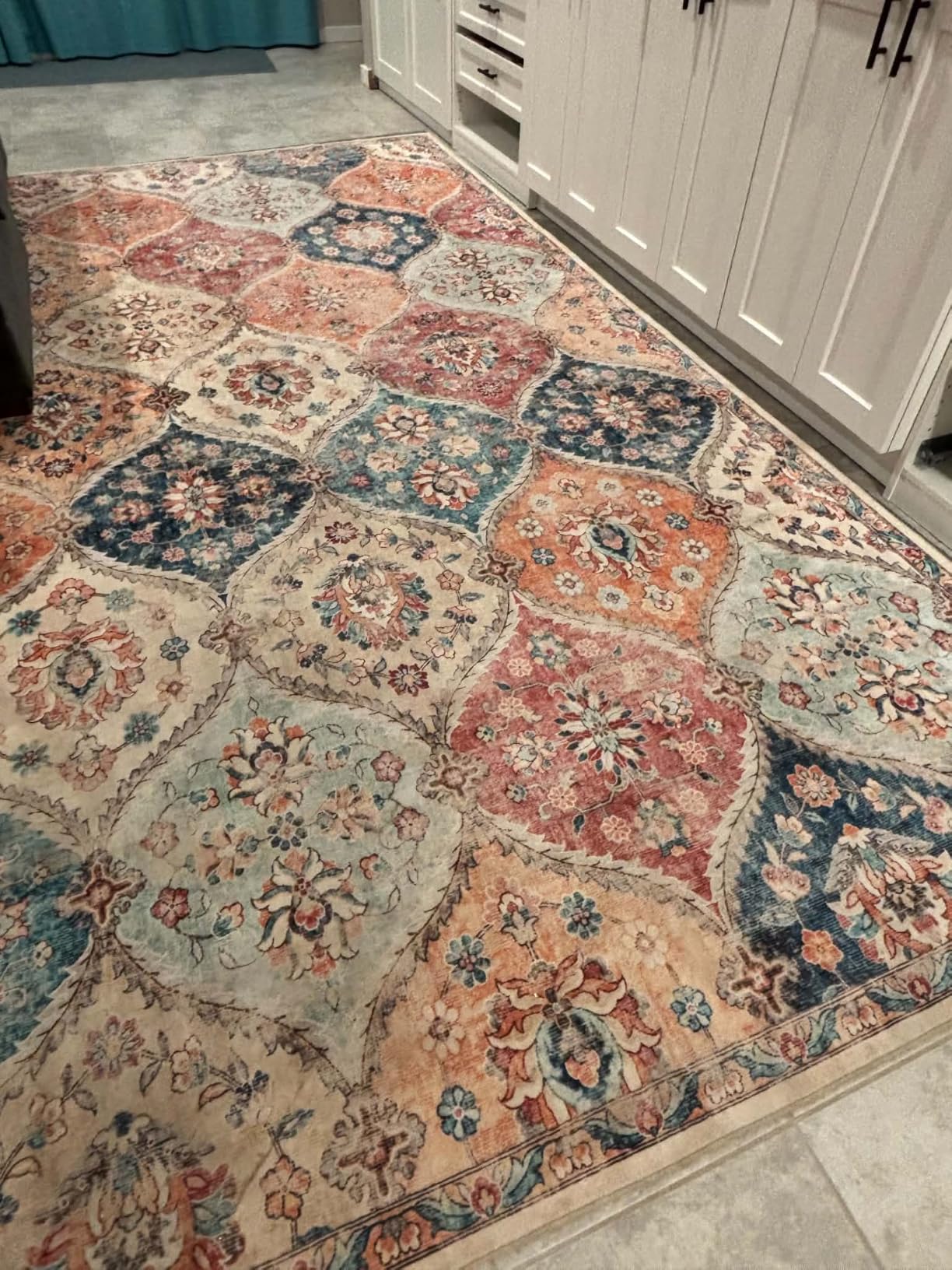 ROYHOME 8x10 Area Rug Moroccan Trellis Machine Washable Rug, Cream, Vintage Medallion Distressed Indoor Accent Rug Stain Resistant Non-Slip Floor Cover Carpet for Living Room Bedroom customer photo 2