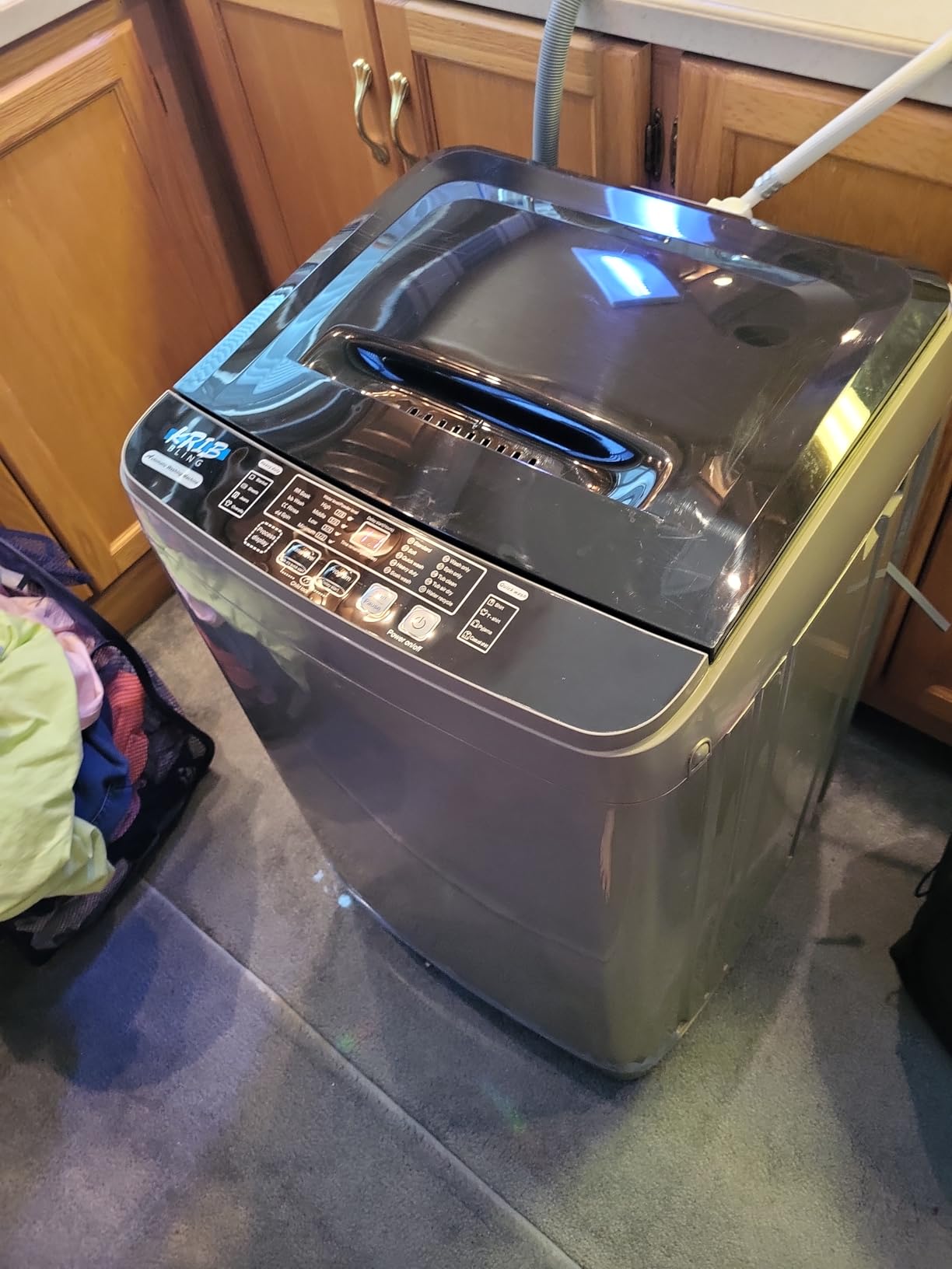 Krib Bling 17.7 lbs Full-Automatic Washing Machine with LED Display, Portable Compact Laundry Washer with Drain Pump, 10 Wash Programs 8 Water Levels, Grey customer photo 1