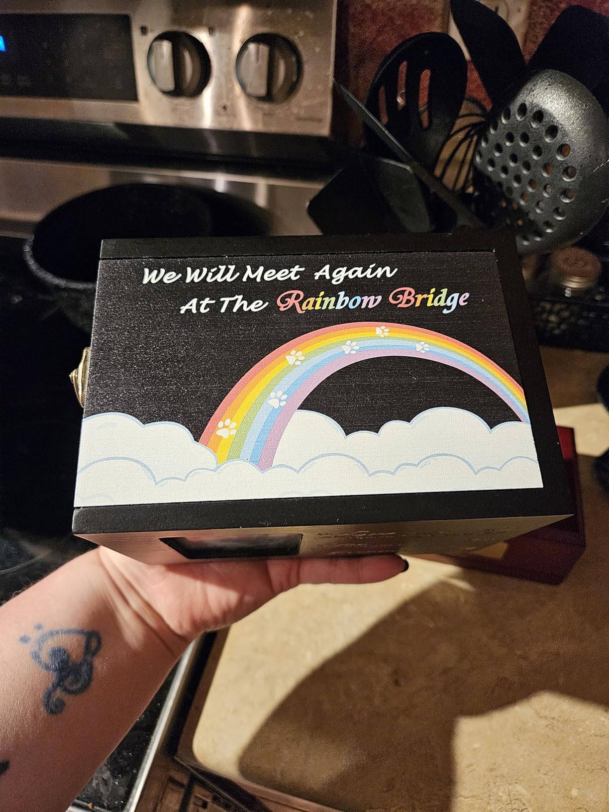 Solid Wood Pet Urns for Dog or Cat Ashes,Rainbow Bridge Memorial customer photo 1