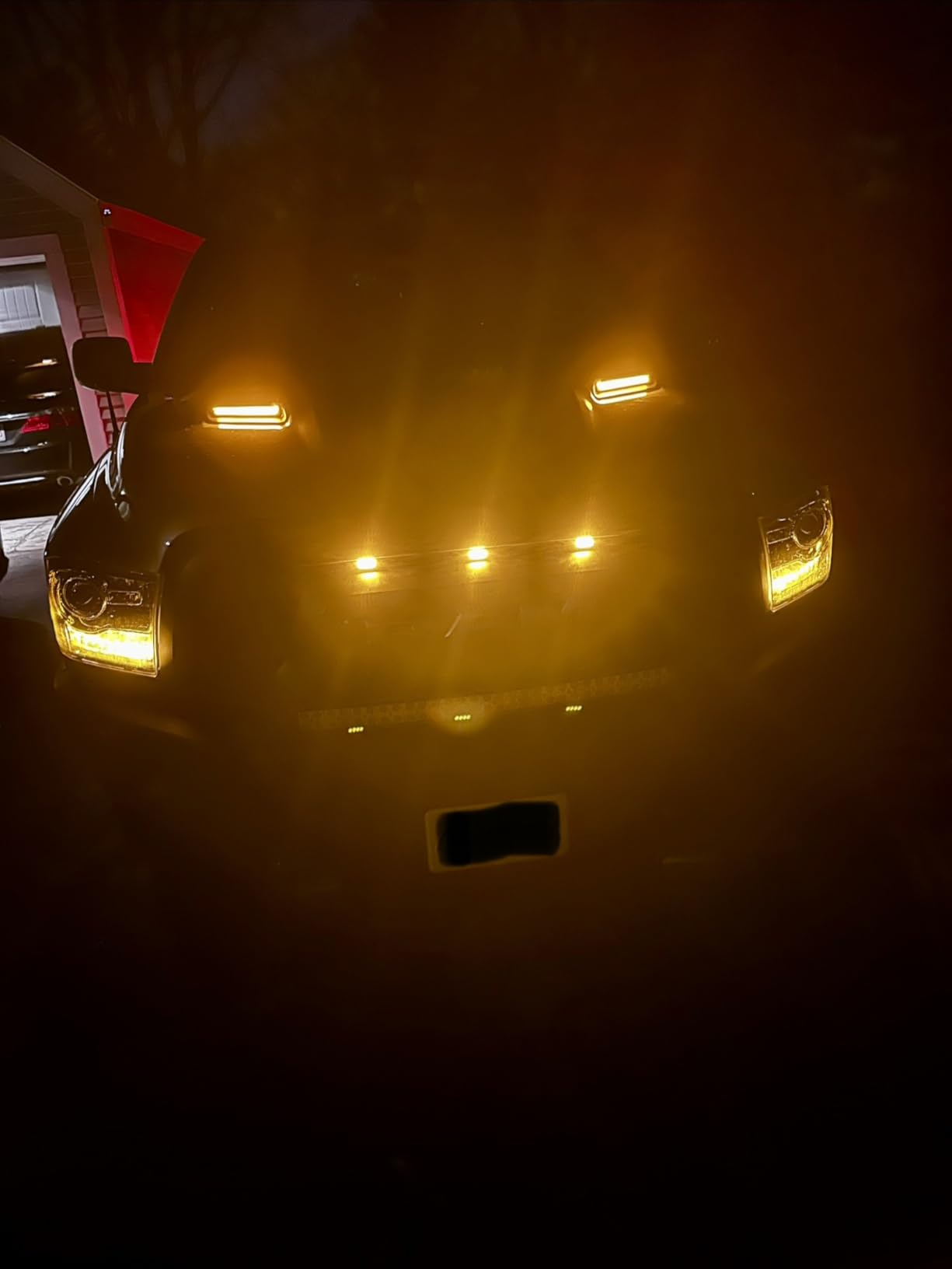 Dickno 4PCS Car Grille Lights, Bright Amber LED Grill Lights with Wiring Harness, Waterproof Front Grill Trim Lamps, Vehicle Exterior Grille Lamps Compatible with F150 F250 F350 (Black+Yellow) customer photo 2